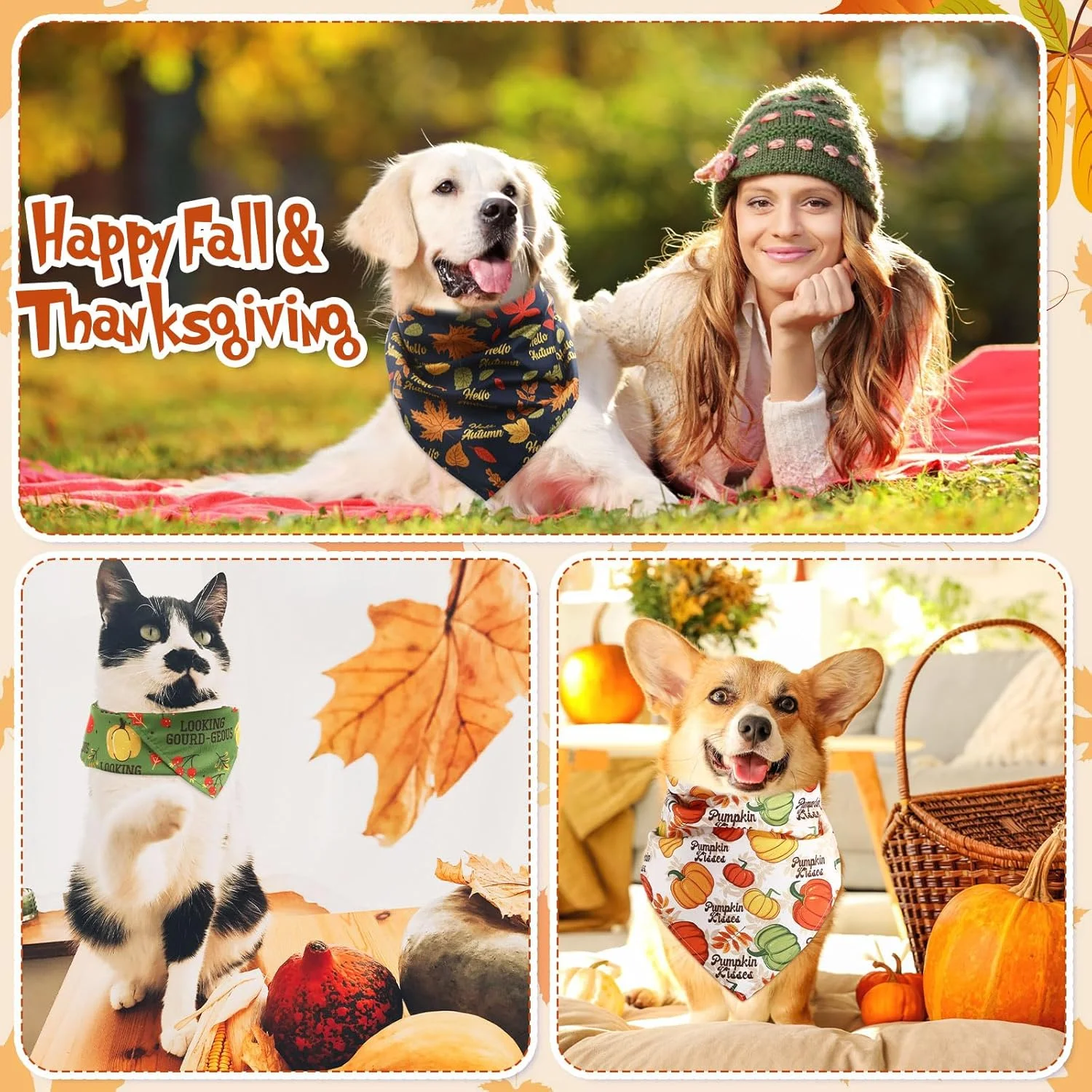 50 عدد دستمال گردن سگ طرح پاییز، شال گردن مثلثی حیوانات خانگی، پیشبند قابل تنظیم، دستمال سر توله سگ، لوازم پیرایش فصلی حیوانات خانگی برای سگ ها و گربه های کوچک، متوسط و بزرگ 50 عدد دستمال گردن سگ طرح پاییز، شال گردن مثلثی حیوانات خانگی، پیشبند قابل تنظیم، دستمال سر توله سگ، لوازم پیرایش فصلی حیوانات خانگی برای سگ ها و گربه های کوچک، متوسط و بزرگ