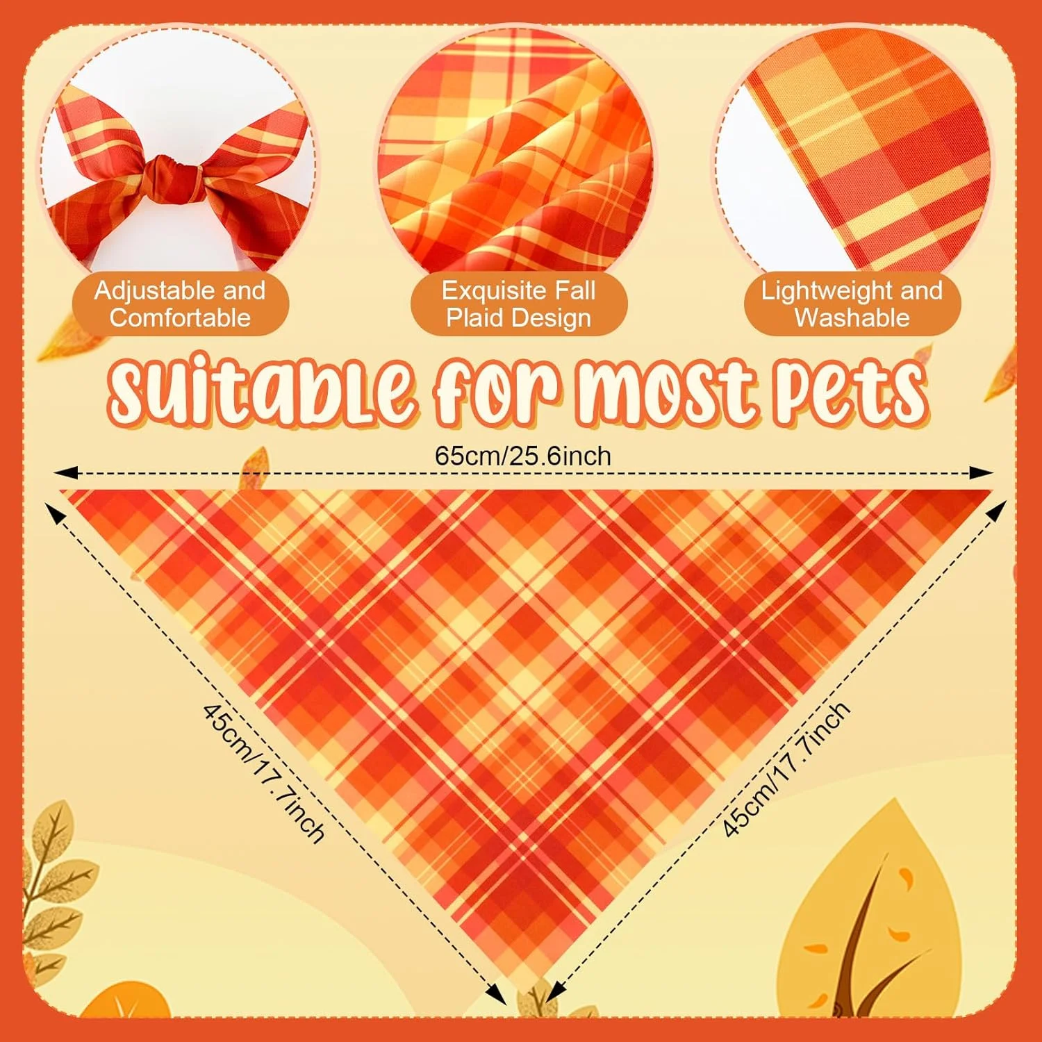 Abbylike بسته 100 عددی دستمال گردن سگ طرح پاییزه، دستمال گردن سگ طرح چهارخانه، ست پیشبند و روسری مثلثی پاییزی با طرح های چهارخانه برای حیوانات خانگی، لوازم جانبی تزئینی لباس پاییزی (65x45x45 سانتی متر) Abbylike بسته 100 عددی دستمال گردن سگ طرح پاییزه، دستمال گردن سگ طرح چهارخانه، ست پیشبند و روسری مثلثی پاییزی با طرح های چهارخانه برای حیوانات خانگی، لوازم جانبی تزئینی لباس پاییزی (65x45x45 سانتی متر)