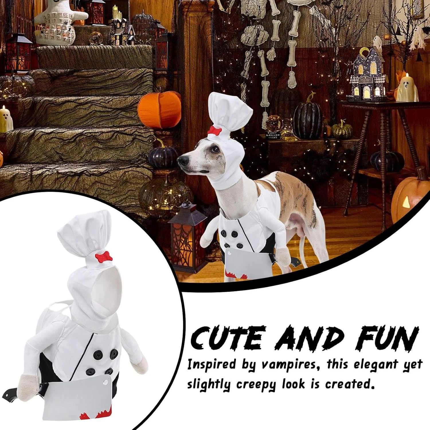 لباس هالووین حیوانات خانگی، لباس سرآشپز خنده دار برای سگ ها - لباس های شبح آور و لوازم جانبی حیوانات خانگی برای عکاسی، جشن تولد و جشنواره لباس هالووین حیوانات خانگی، لباس سرآشپز خنده دار برای سگ ها - لباس های شبح آور و لوازم جانبی حیوانات خانگی برای عکاسی، جشن تولد و جشنواره