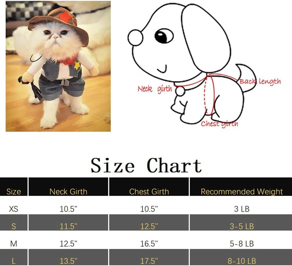 لباس سگ گاوچران KOWVOWZ با کلاه، لباس هالووین سگ برای گربه و سگ کوچک لباس سگ گاوچران KOWVOWZ با کلاه، لباس هالووین سگ برای گربه و سگ کوچک