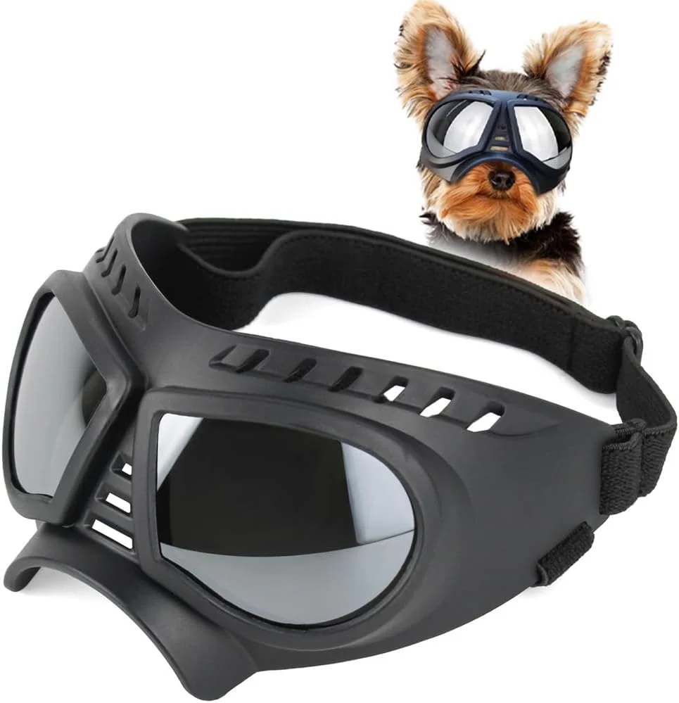 عینک آفتابی سگ NALACAL، عینک محافظ UV با بندهای قابل تنظیم برای سگ های پوزه بلند، ماسک با فریم نرم ضد باد برای سگ های کوچک و متوسط (بزرگ، مشکی) عینک آفتابی سگ NALACAL، عینک محافظ UV با بندهای قابل تنظیم برای سگ های پوزه بلند، ماسک با فریم نرم ضد باد برای سگ های کوچک و متوسط (بزرگ، مشکی)