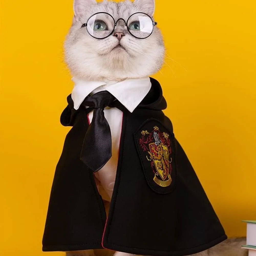 لباس هالووین حیوانات خانگی NALACAL طرح هری پاتر، شنل لباس سگ و گربه، ست لباس جادوگر، لباس های بامزه حیوانات خانگی با عینک (بزرگ) لباس هالووین حیوانات خانگی NALACAL طرح هری پاتر، شنل لباس سگ و گربه، ست لباس جادوگر، لباس های بامزه حیوانات خانگی با عینک (بزرگ)