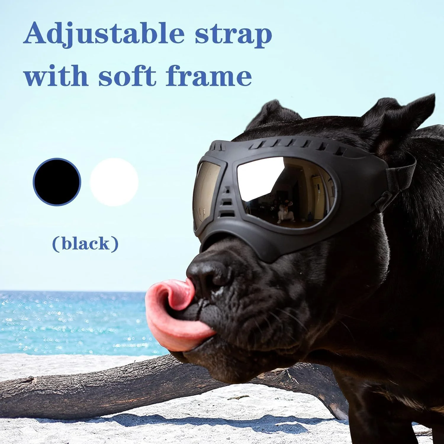 عینک آفتابی سگ NALACAL، عینک محافظ UV با بندهای قابل تنظیم برای سگ های پوزه بلند، ماسک با فریم نرم ضد باد برای سگ های کوچک و متوسط (بزرگ، مشکی) عینک آفتابی سگ NALACAL، عینک محافظ UV با بندهای قابل تنظیم برای سگ های پوزه بلند، ماسک با فریم نرم ضد باد برای سگ های کوچک و متوسط (بزرگ، مشکی)