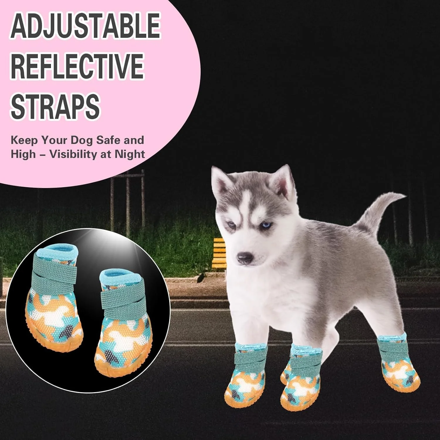 محافظ پنجه سگ NALACAL - کفش های ضد لغزش تنفسی 4 عددی برای پنجه های آسیب دیده - چکمه های پیاده روی برای سگ های کوچک و متوسط - محافظت راحت برای توله سگ خانگی محافظ پنجه سگ NALACAL - کفش های ضد لغزش تنفسی 4 عددی برای پنجه های آسیب دیده - چکمه های پیاده روی برای سگ های کوچک و متوسط - محافظت راحت برای توله سگ خانگی