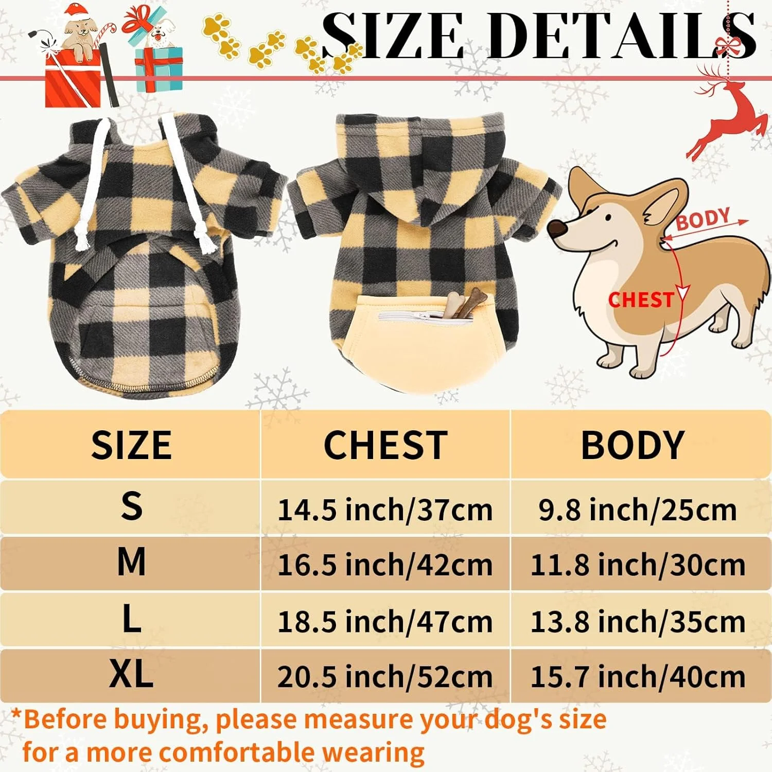 NALACAL 2 عدد هودی سگ چهارخانه، بلوزهای کلاه دار بوفالو، کت های هوای سرد سگ، لباس حیوانات خانگی با جیب برای سگ های کوچک و متوسط (سیاه سفید، بژ مشکی، متوسط) NALACAL 2 عدد هودی سگ چهارخانه، بلوزهای کلاه دار بوفالو، کت های هوای سرد سگ، لباس حیوانات خانگی با جیب برای سگ های کوچک و متوسط (سیاه سفید، بژ مشکی، متوسط)