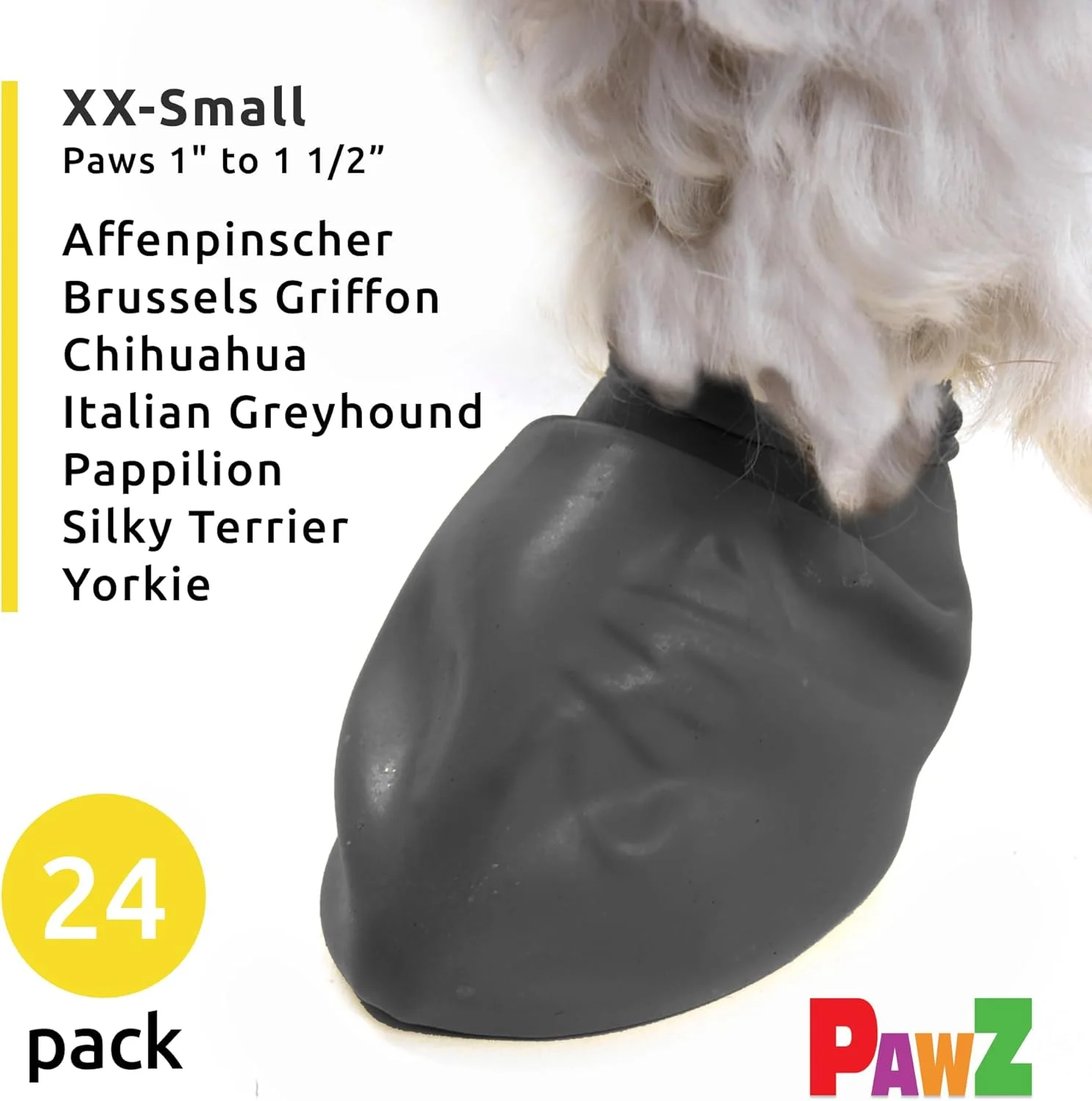 کفش سگ PawZ - چکمه های لاستیکی سگ - چکمه های ضد آب برفی برای سگ ها - محافظت از پنجه برای سگ ها - 12 کفش سگ در هر بسته (مشکی، XX-Small) 2 بسته کفش سگ PawZ - چکمه های لاستیکی سگ - چکمه های ضد آب برفی برای سگ ها - محافظت از پنجه برای سگ ها - 12 کفش سگ در هر بسته (مشکی، XX-Small) 2 بسته