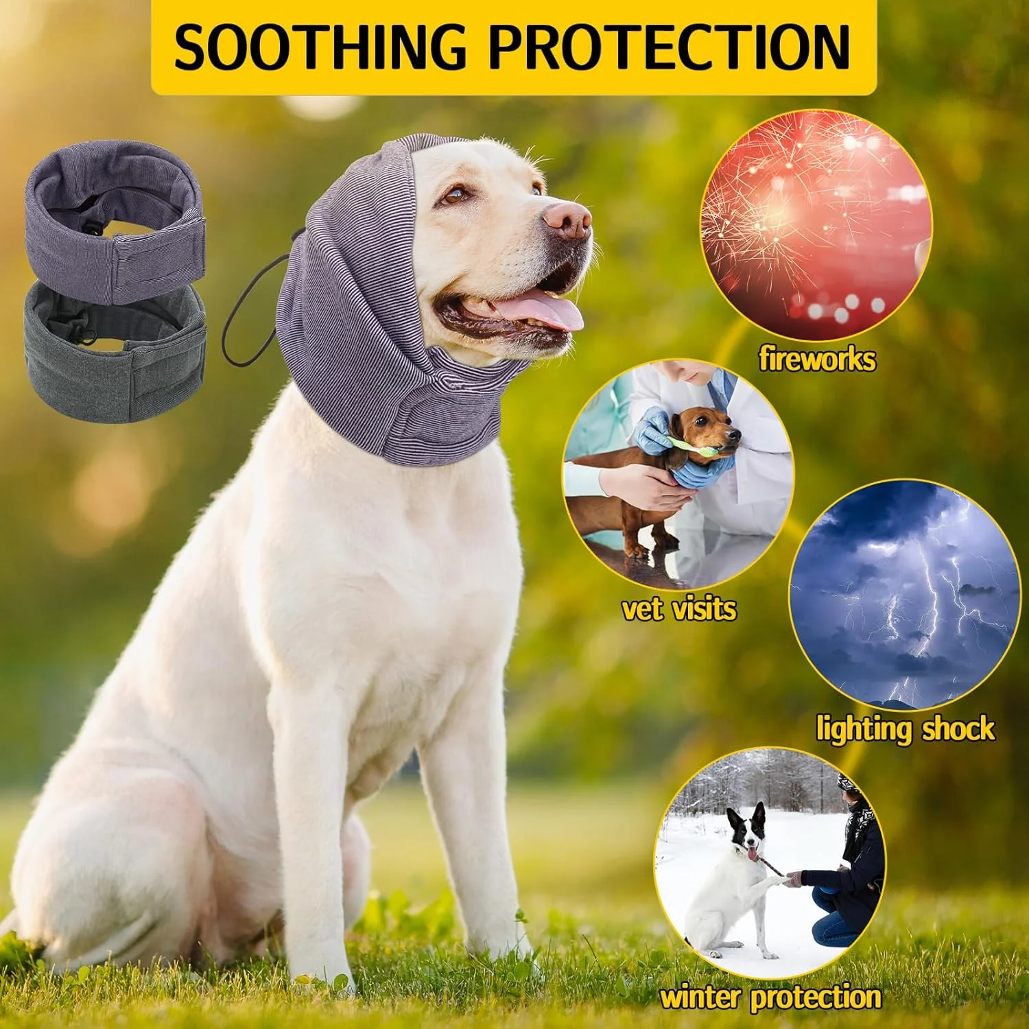 هدبند آرامش بخش سگ، روگوشی و پوشش سر - محافظت قابل تنظیم در برابر صدا، گوش گیر راحت برای سگ های مضطرب (2 عدد) هدبند آرامش بخش سگ، روگوشی و پوشش سر - محافظت قابل تنظیم در برابر صدا، گوش گیر راحت برای سگ های مضطرب (2 عدد)