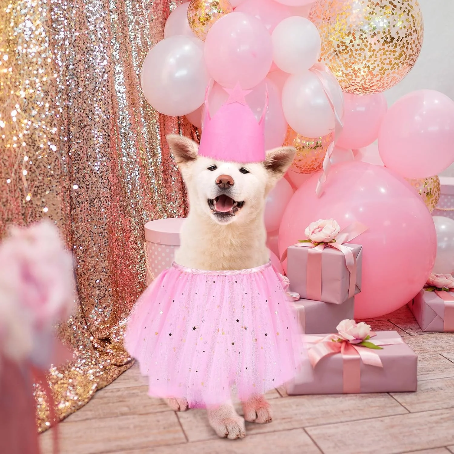 ست لباس هالووین سگ Sweetude شامل دامن توتو توری صورتی پرنسسی، کلاه تاج ستاره دار، لباس تولد، دامن مهمانی عروسی، مناسب برای عکس، سایز دور سینه 40 تا 58 سانتی متر، 2 تکه ست لباس هالووین سگ Sweetude شامل دامن توتو توری صورتی پرنسسی، کلاه تاج ستاره دار، لباس تولد، دامن مهمانی عروسی، مناسب برای عکس، سایز دور سینه 40 تا 58 سانتی متر، 2 تکه