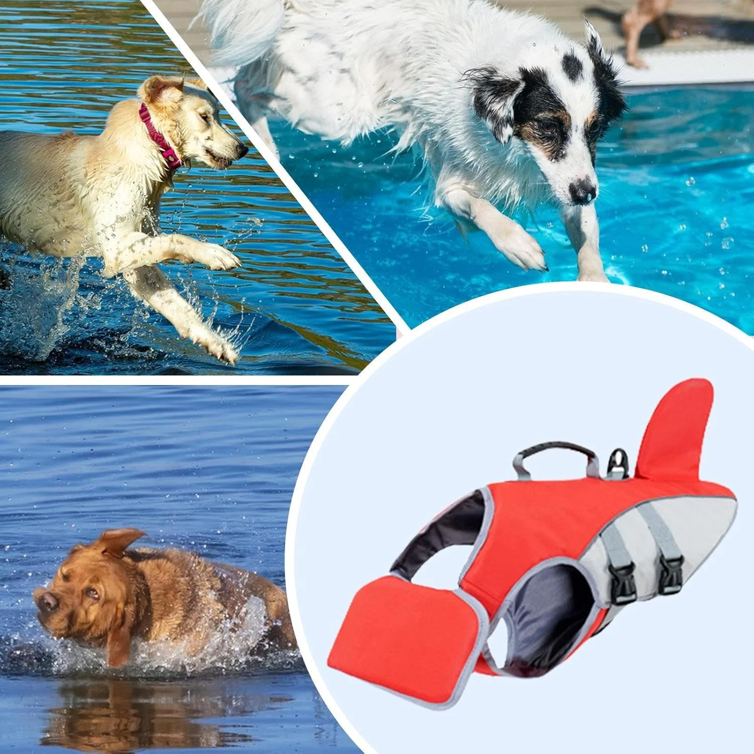 جلیقه نجات سگ | جلیقه ایمنی شنای سگ با دسته، لباس بند قابل تنظیم برای نژادهای متوسط و بزرگ دریاچه، دریا، حوض، استخر، قایق سواری، کایاک سواری جلیقه نجات سگ | جلیقه ایمنی شنای سگ با دسته، لباس بند قابل تنظیم برای نژادهای متوسط و بزرگ دریاچه، دریا، حوض، استخر، قایق سواری، کایاک سواری