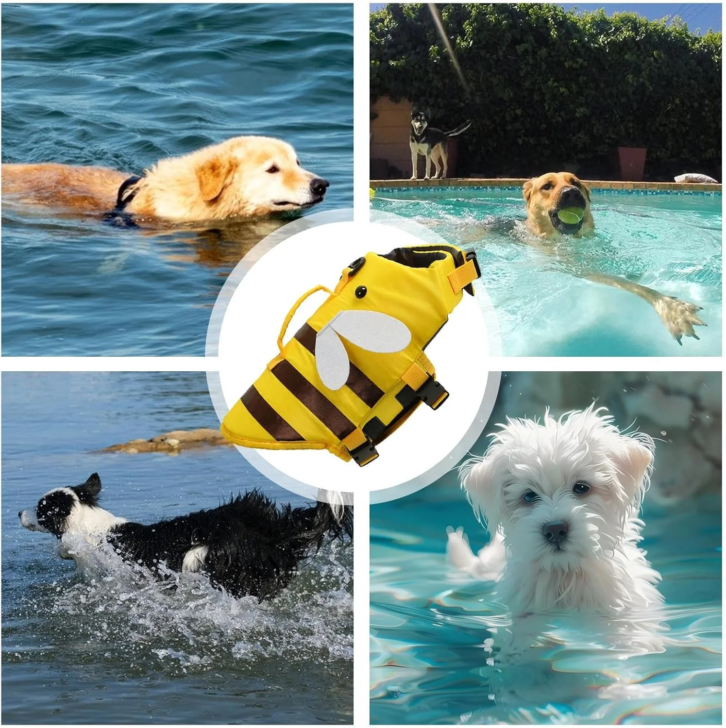 جلیقه نجات سگ برای شنا، جلیقه ایمنی شنای تنفسی حیوانات خانگی، ضد آب برای سگ ها، محافظ های نجات قابل تنظیم سگ برای استخر، ساحل یا قایق سواری، رهاسازی سریع جلیقه نجات سگ برای شنا، جلیقه ایمنی شنای تنفسی حیوانات خانگی، ضد آب برای سگ ها، محافظ های نجات قابل تنظیم سگ برای استخر، ساحل یا قایق سواری، رهاسازی سریع