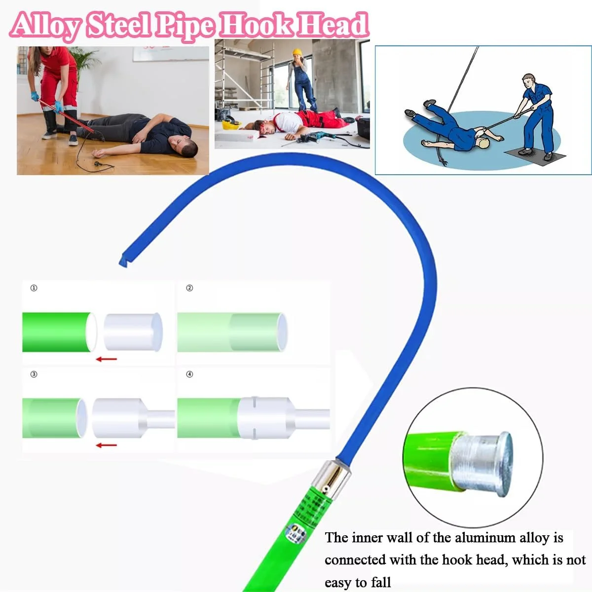 قلاب نجات عایق سبک وزن، میله نجات ولتاژ بالا قابل حمل / میله نجات غریق / کیت نجات / قلاب کشیدن، ابزار نجات تجهیزات الکتریکی اضطراری ولتاژ بالا