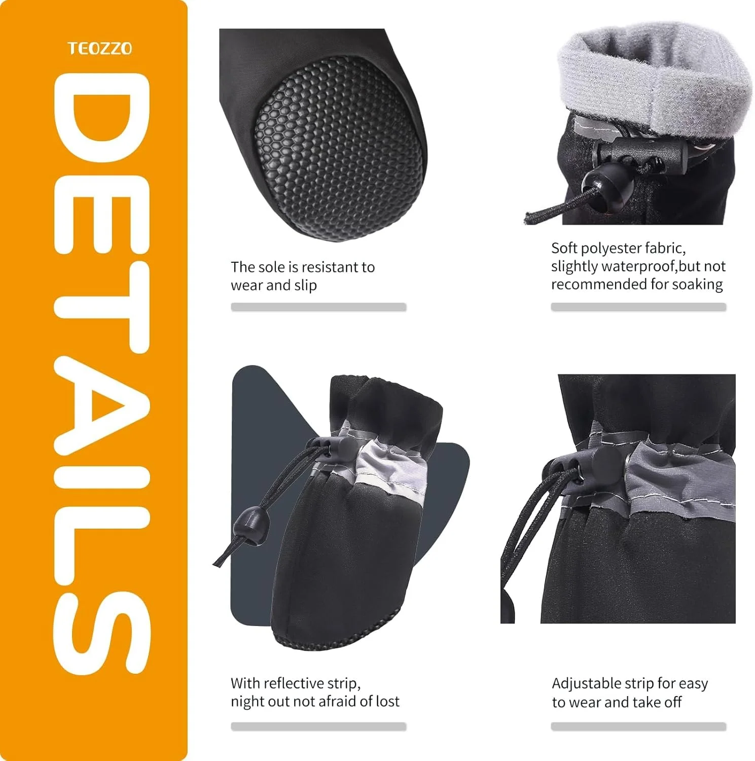 کفش سگ Zuooiec Direct محافظ پنجه در برابر آسفالت داغ، چکمه های سگ و گربه تابستانی با زیره ضد لغزش و نوارهای بازتابنده برای سگ های کوچک و متوسط، 4 عدد (مشکی، شماره 4) کفش سگ Zuooiec Direct محافظ پنجه در برابر آسفالت داغ، چکمه های سگ و گربه تابستانی با زیره ضد لغزش و نوارهای بازتابنده برای سگ های کوچک و متوسط، 4 عدد (مشکی، شماره 4)