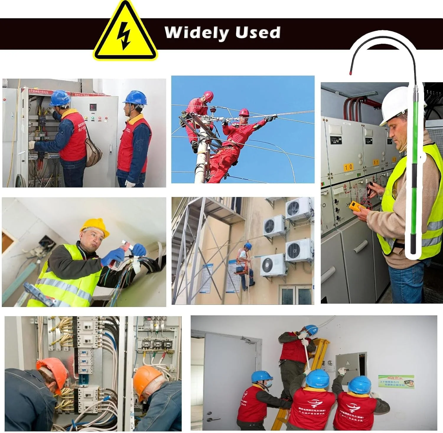 قلاب نجات ولتاژ بالا با میله، قلاب های نجات عایق جداشدنی برای برق گرفتگی اضطراری، میله نجات ایمنی برق