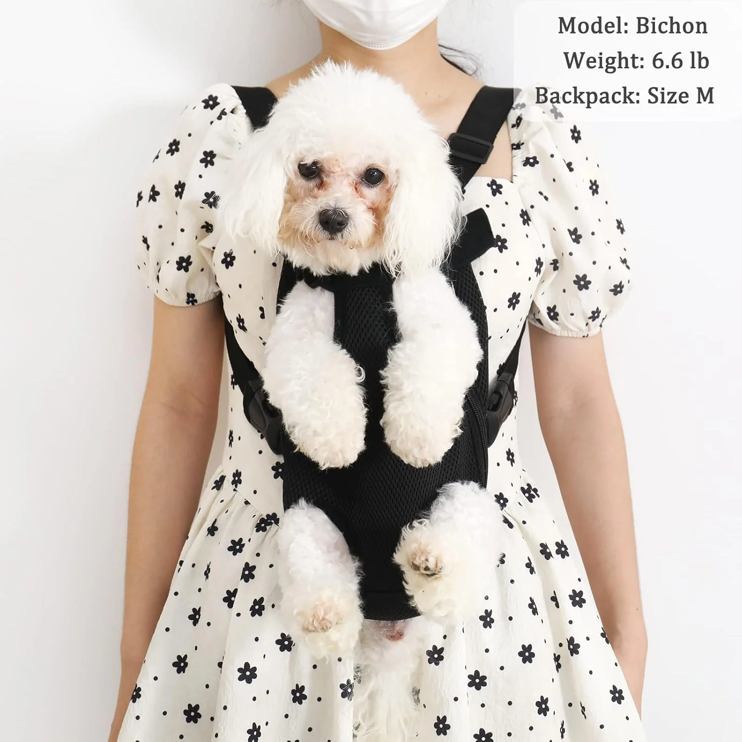 کوله پشتی حمل حیوانات خانگی YINGJEE - کوله پشتی قابل تنظیم برای پیاده روی و مسافرت سگ، کوله پشتی حمل سگ از جلو سایز M