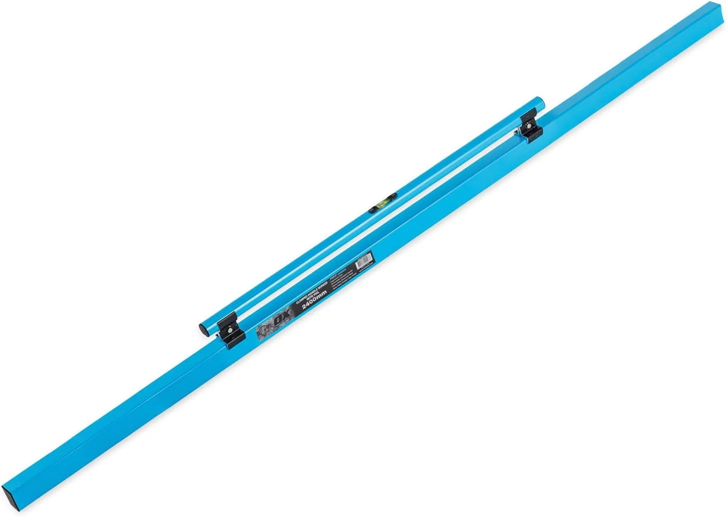 شمشه بتن ریزی پروفیلی آلومینیومی 96 اینچی سری Pro OX TOOLS با تراز | آلومینیومی | سبک و دسته معکوس شونده | شمشه برای برش و صاف کردن | شمشه بتن 8 فوت