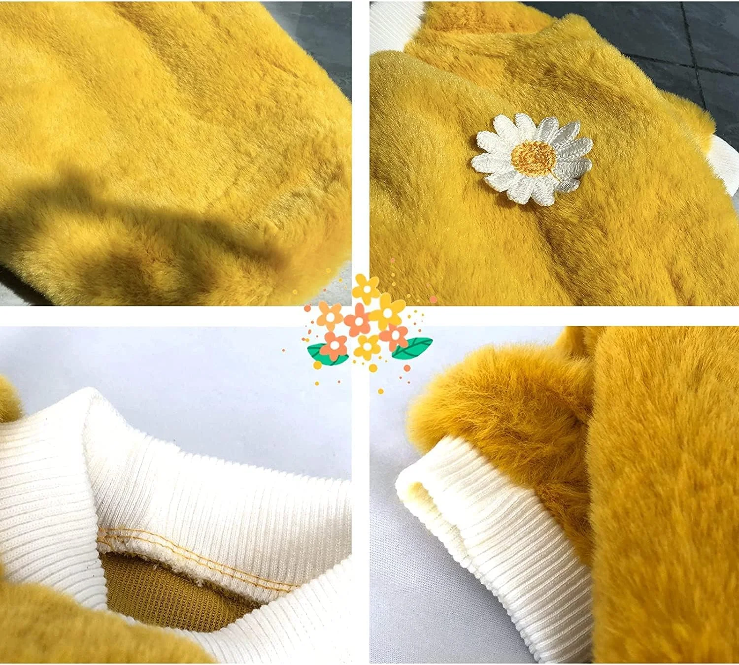 ژاکت پولیشی طرح گل آفتابگردان زرد برای سگ های کوچک - کت زمستانی گرم برای توله سگ های کوچک و متوسط، لباس سگ نرم و لطیف ژاکت پولیشی طرح گل آفتابگردان زرد برای سگ های کوچک - کت زمستانی گرم برای توله سگ های کوچک و متوسط، لباس سگ نرم و لطیف
