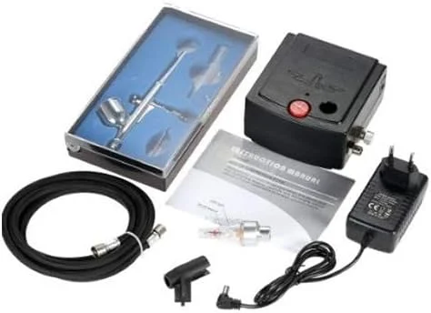 ست کمپرسور هوا و ایربراش حرفه ای دوال اکشن گراویتی فید 100-250 ولت برای نقاشی هنری، تاتو، مانیکور، صنایع دستی، کیک و مدل ست کمپرسور هوا و ایربراش حرفه ای دوال اکشن گراویتی فید 100-250 ولت برای نقاشی هنری، تاتو، مانیکور، صنایع دستی، کیک و مدل