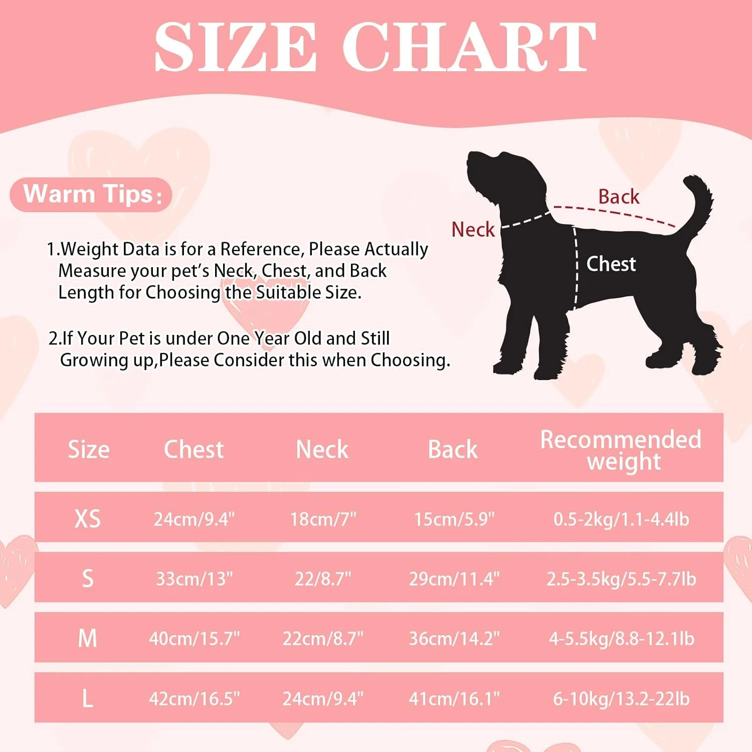 لباس سگ بافتنی Yaopelky با طرح قلب، مناسب روز ولنتاین، لباس گرم سگ یقه اسکی برای سگ ها و گربه های کوچک (صورتی، سایز بزرگ)