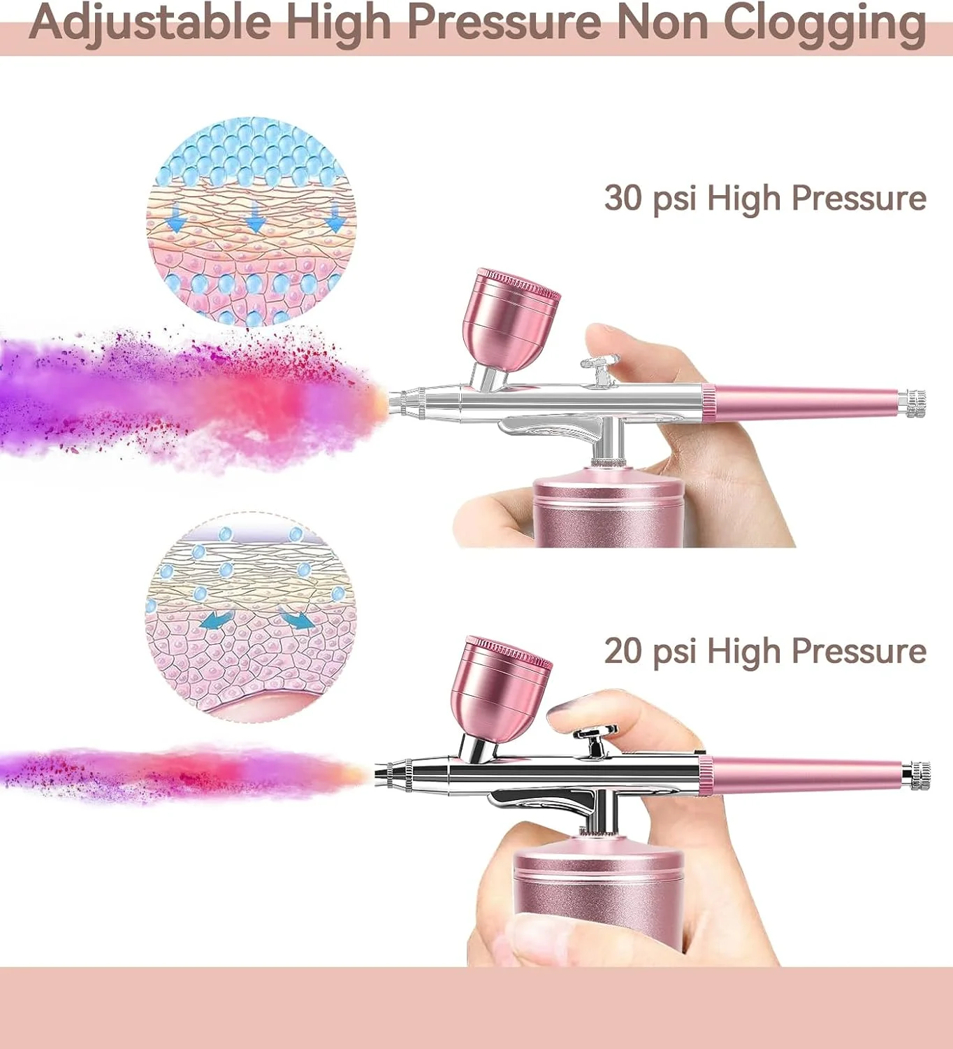 تفنگ ایربراش، کیت ایربراش کمپرسور شارژی بی سیم، تفنگ ایربراش دستی اتوماتیک 30PSI، ست ایربراش فشار قوی بی سیم قابل حمل، با نوک 0.3 میلی متری، ست برس تمیز کننده (صورتی) تفنگ ایربراش، کیت ایربراش کمپرسور شارژی بی سیم، تفنگ ایربراش دستی اتوماتیک 30PSI، ست ایربراش فشار قوی بی سیم قابل حمل، با نوک 0.3 میلی متری، ست برس تمیز کننده (صورتی)