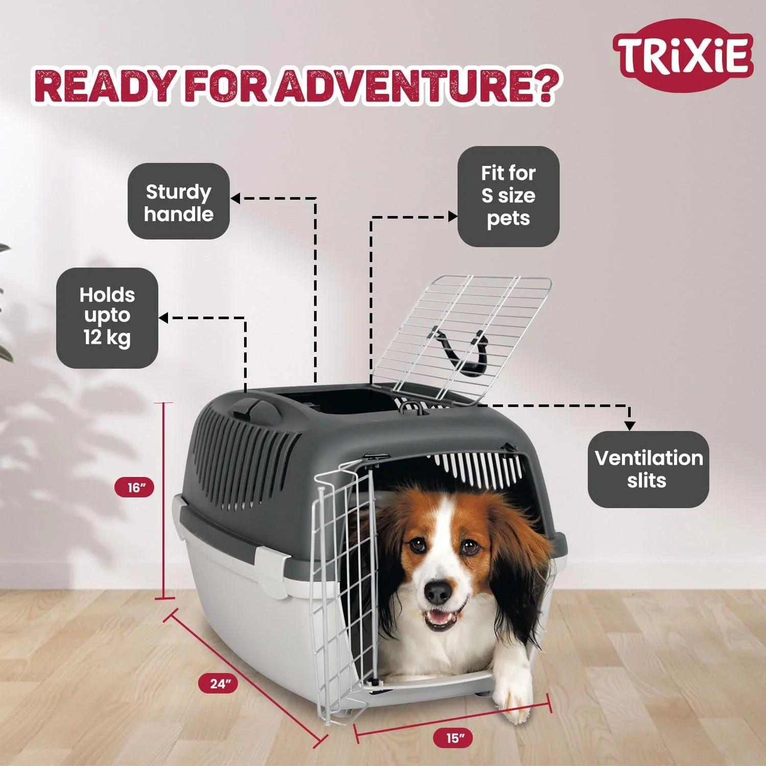 باکس حمل سگ تریکسی مدل Capri 3 با درب باز، ابعاد 40x38x61 سانتی متر