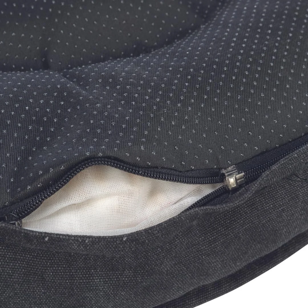 تخت سگ تریکسی مدل BE Nordic Föhr، قطر 50 سانتی متر، رنگ مشکی/ماسه ای - سبد مربعی سگ برای سگ های کوچک و بزرگ - سبد سگ دنج با دسته حمل کاربردی - نرم و قابل شستشو - 36593