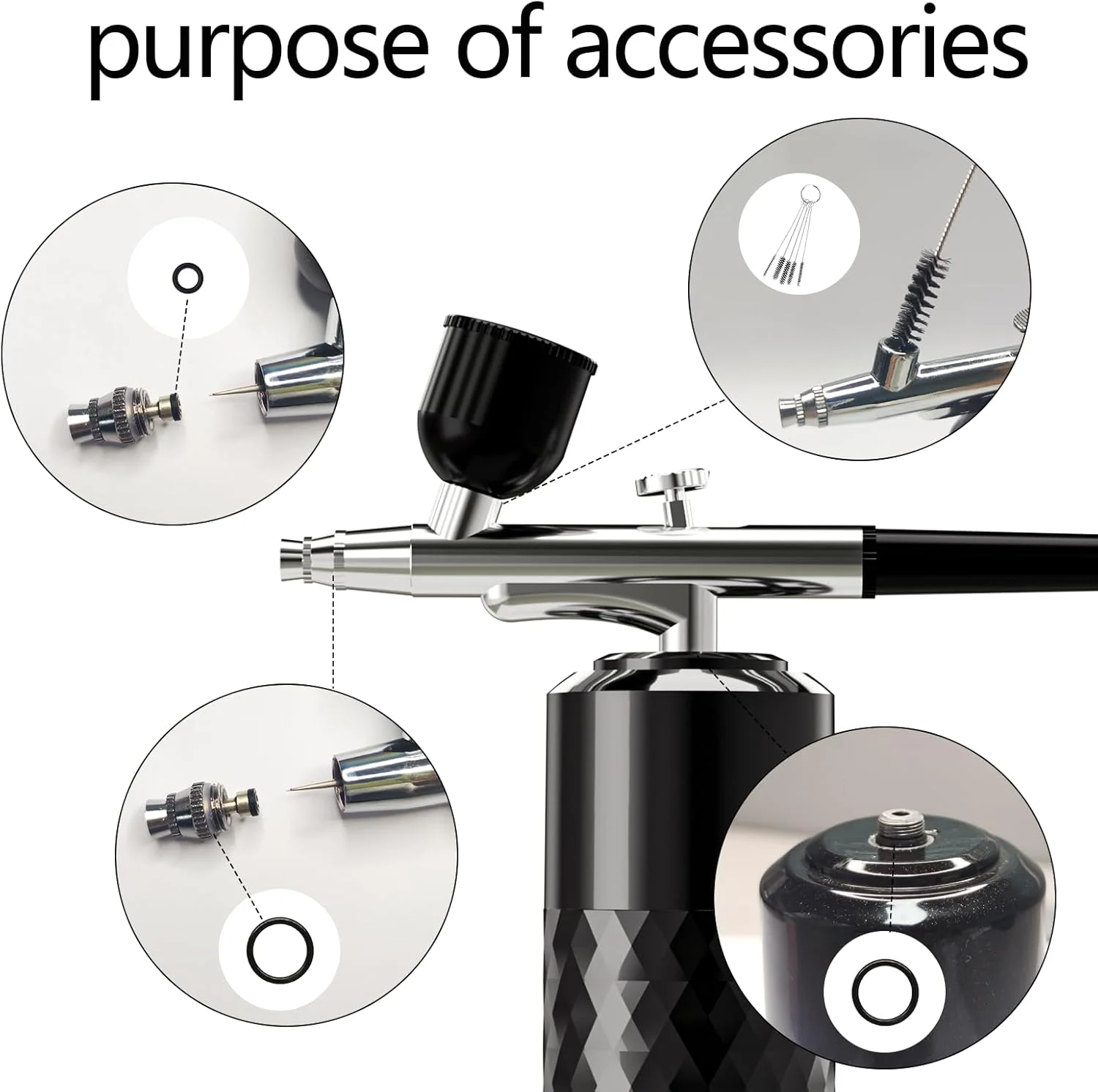 کیت ایربراش شارژی بی سیم crpen، کمپرسور ایربراش قابل حمل، ایربراش دستی برای نقاشی مدل، طراحی ناخن، تزئین کیک، آرایش، آرایشگری (مشکی)