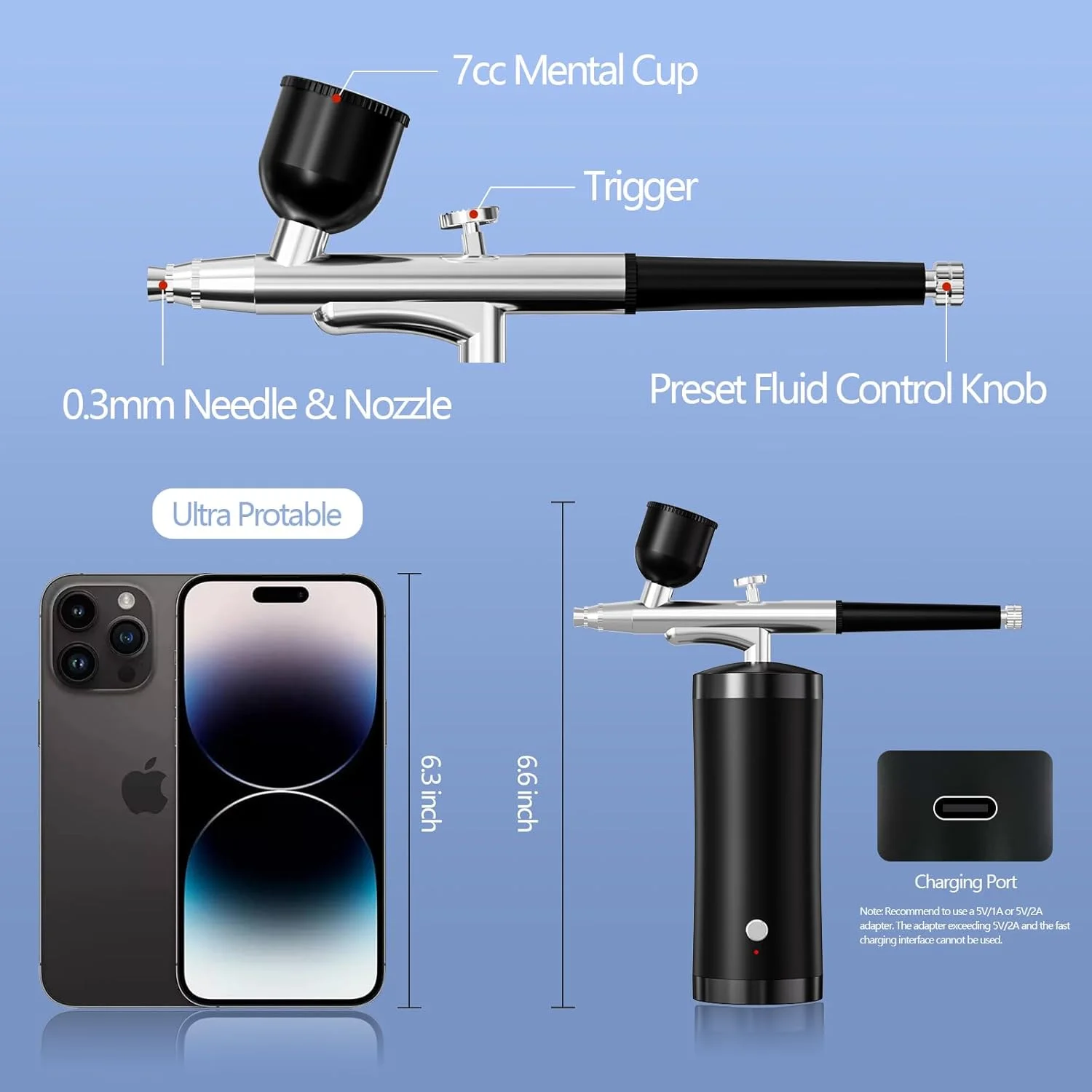 کیت ایربراش با کمپرسور 48PSI قابل شارژ، ست ایربراش فشار قوی بی سیم با نازل 0.3 میلی متری برای نقاشی، طراحی ناخن، تزیین کیک، آرایش، مدل سازی (مشکی) کیت ایربراش با کمپرسور 48PSI قابل شارژ، ست ایربراش فشار قوی بی سیم با نازل 0.3 میلی متری برای نقاشی، طراحی ناخن، تزیین کیک، آرایش، مدل سازی (مشکی)