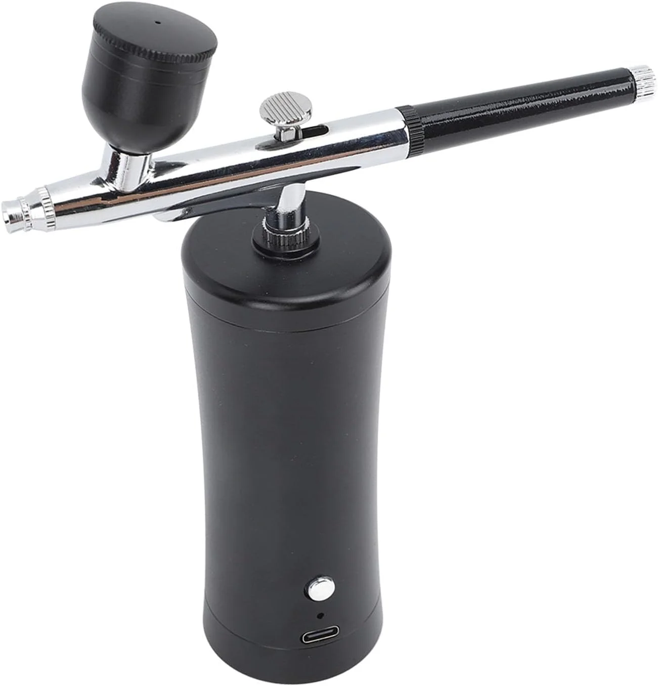 کیت ایربراش بی سیم Cryfokt، تفنگ ایربراش فشار قوی 30PSI با شلنگ، ایربراش بی سیم دستی قابل شارژ برای هنر ناخن، نقاشی، تزیین کیک، مدل، آرایش، آرایشگری (مشکی)