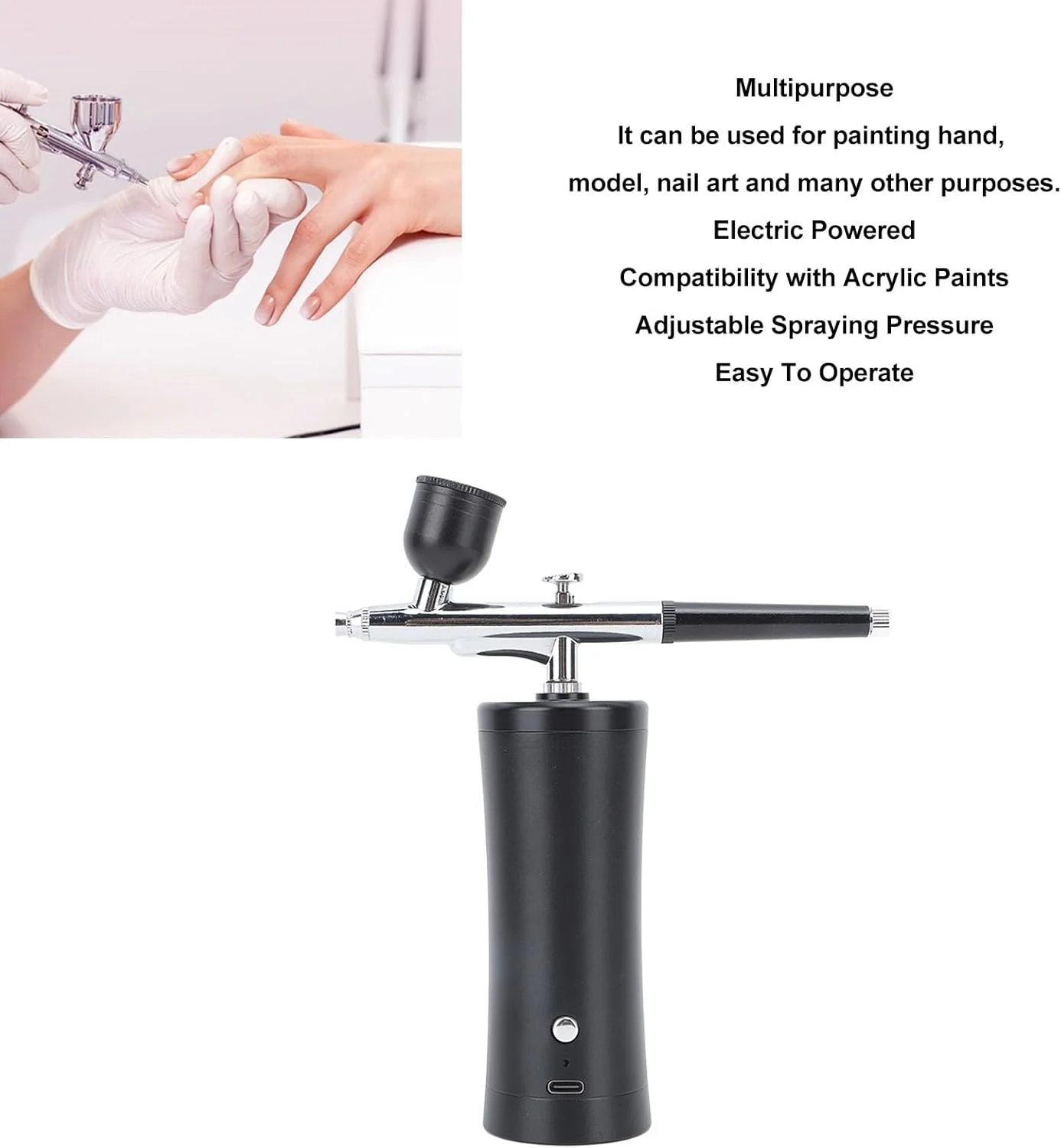 کیت ایربراش بی سیم Cryfokt، تفنگ ایربراش فشار قوی 30PSI با شلنگ، ایربراش بی سیم دستی قابل شارژ برای هنر ناخن، نقاشی، تزیین کیک، مدل، آرایش، آرایشگری (مشکی) کیت ایربراش بی سیم Cryfokt، تفنگ ایربراش فشار قوی 30PSI با شلنگ، ایربراش بی سیم دستی قابل شارژ برای هنر ناخن، نقاشی، تزیین کیک، مدل، آرایش، آرایشگری (مشکی)