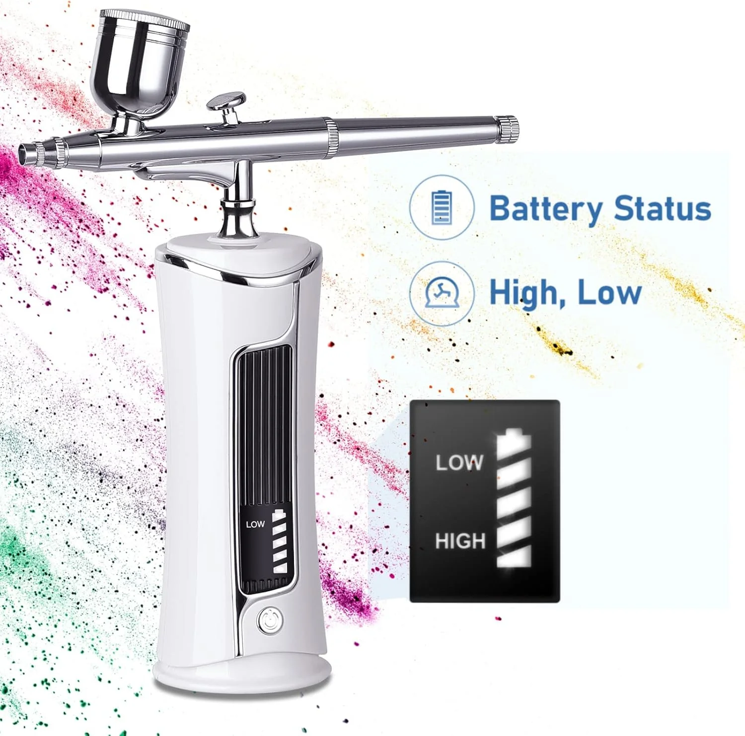 کیت ایربراش بی سیم با نمایشگر LED، ست ایربراش قابل حمل شارژی MAKINGTEC برای آرایش، نقاشی، کیک، آرایشگاه، طراحی ناخن، تاتو، مدل سازی و رنگ آمیزی کیت ایربراش بی سیم با نمایشگر LED، ست ایربراش قابل حمل شارژی MAKINGTEC برای آرایش، نقاشی، کیک، آرایشگاه، طراحی ناخن، تاتو، مدل سازی و رنگ آمیزی