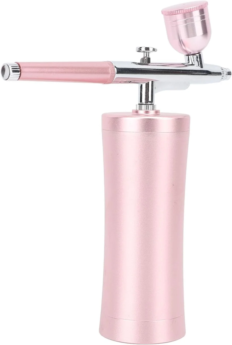 کیت ایربراش برقی Cryfokt 30PSI، ست ایربراش شارژی با بطری اسپری، دستگاه ایربراش ناخن پرفشار چند منظوره برای طراحی ناخن، آرایش، نقاشی، تزیین کیک (صورتی)