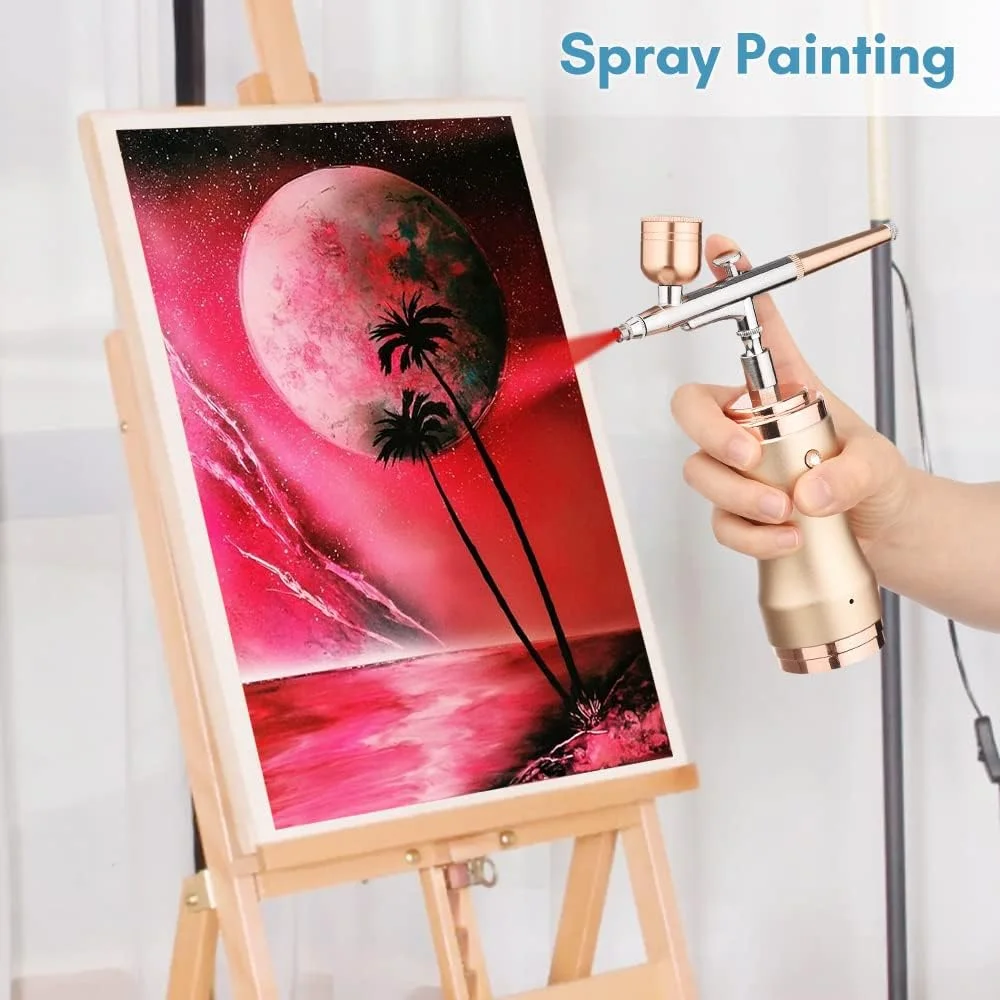 کیت ایربراش قابل حمل Eacam با کمپرسور، قلم ایربراش بی سیم دستی، فشار قابل تنظیم 3 سطحی دوگانه، باتری داخلی برای نقاشی، رنگ آمیزی مدل، طراحی ناخن، آرایش، تزئین کیک کیت ایربراش قابل حمل Eacam با کمپرسور، قلم ایربراش بی سیم دستی، فشار قابل تنظیم 3 سطحی دوگانه، باتری داخلی برای نقاشی، رنگ آمیزی مدل، طراحی ناخن، آرایش، تزئین کیک