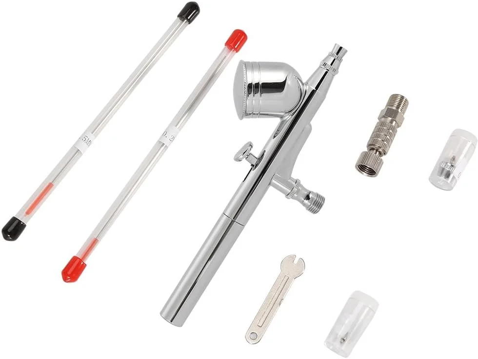 کیت ایربراش دوال اکشن Fafeicy، ست تفنگ ایربراش با مخزن ثقلی برای تزئین کیک، طراحی ناخن، نقاشی مدل (470T)