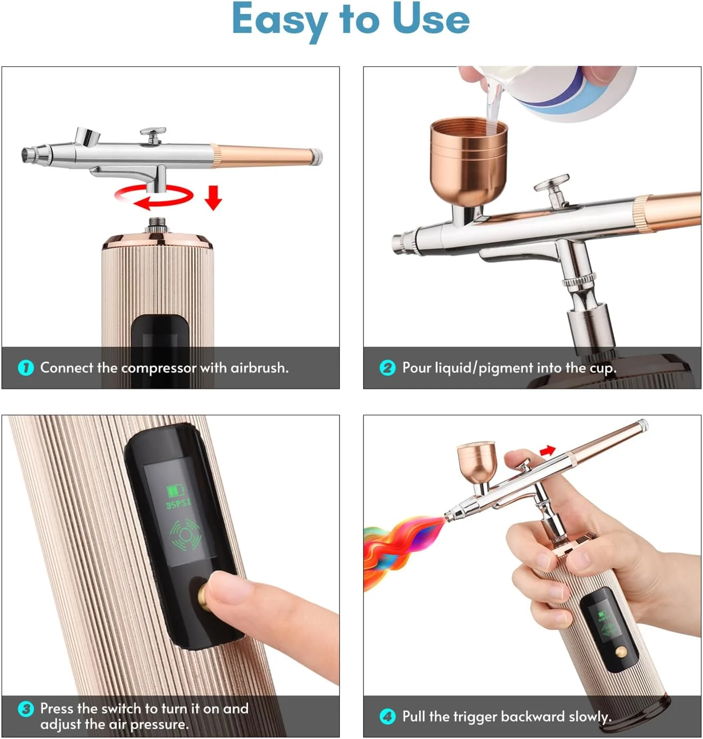 کیت ایربراش قابل حمل Fafeicy، قلم ایربراش بی سیم دستی با صفحه نمایش LCD و مجموعه ایربراش قابل تنظیم 3 سطح، برای رنگ آمیزی مدل، طراحی ناخن، آرایش، تزئین کیک (مشکی) کیت ایربراش قابل حمل Fafeicy، قلم ایربراش بی سیم دستی با صفحه نمایش LCD و مجموعه ایربراش قابل تنظیم 3 سطح، برای رنگ آمیزی مدل، طراحی ناخن، آرایش، تزئین کیک (مشکی)