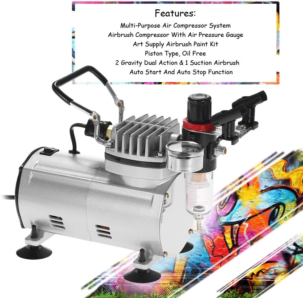 کیت کمپرسور هوا ایربراش حرفه ای Eacam، ست قلم موی بادی برای هنر ناخن و رنگ آمیزی به همراه برس تمیز کننده کیت کمپرسور هوا ایربراش حرفه ای Eacam، ست قلم موی بادی برای هنر ناخن و رنگ آمیزی به همراه برس تمیز کننده