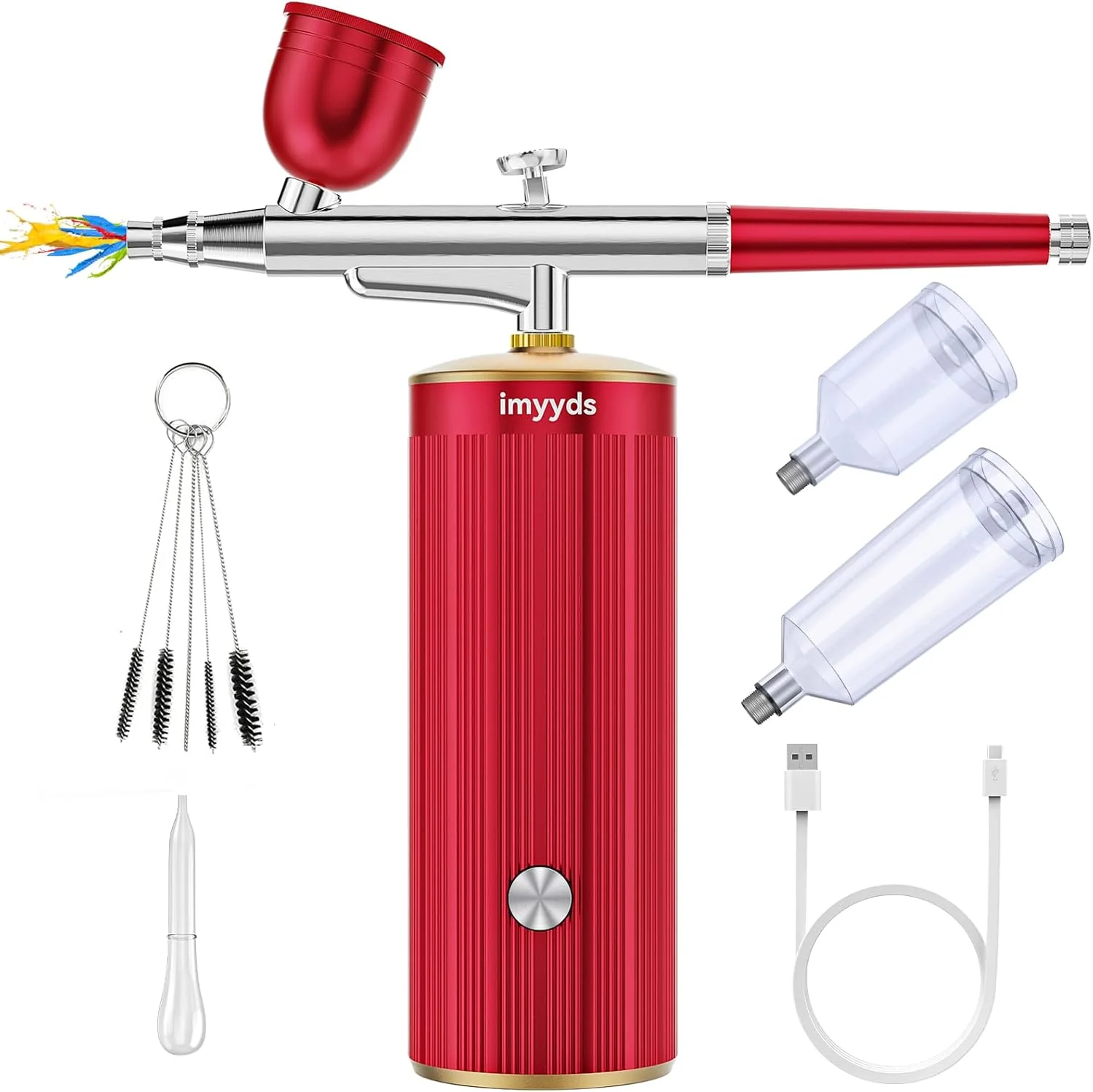 کیت ایربراش imyyds با کمپرسور، تفنگ ایربراش بی سیم فشار قوی 32PSI، ست کمپرسور ایربراش تک کاره قابل حمل، مینی ایربراش شارژی دستی برای نقاشی، مدل، ناخن، آرایش کیت ایربراش imyyds با کمپرسور، تفنگ ایربراش بی سیم فشار قوی 32PSI، ست کمپرسور ایربراش تک کاره قابل حمل، مینی ایربراش شارژی دستی برای نقاشی، مدل، ناخن، آرایش