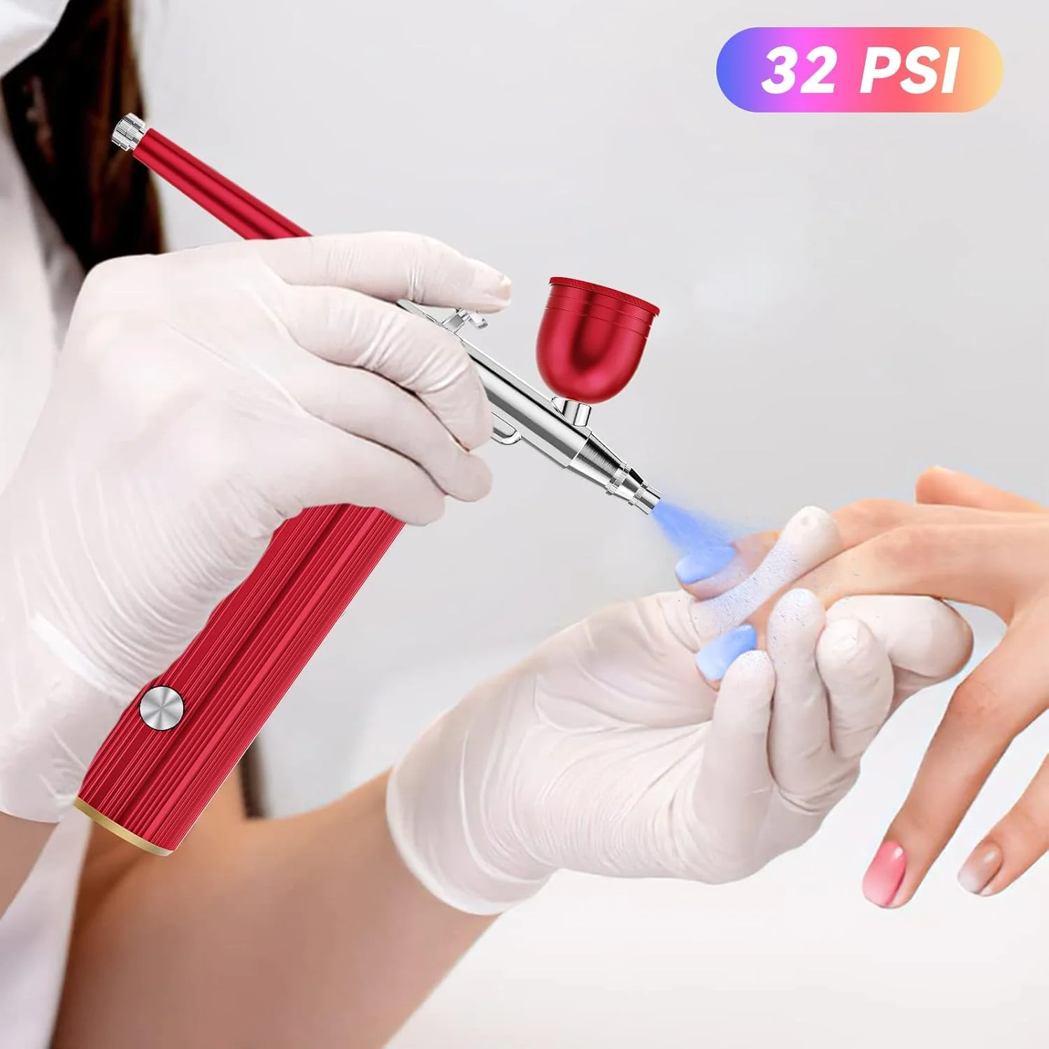 کیت ایربراش imyyds با کمپرسور، تفنگ ایربراش بی سیم فشار قوی 32PSI، ست کمپرسور ایربراش تک کاره قابل حمل، مینی ایربراش شارژی دستی برای نقاشی، مدل، ناخن، آرایش