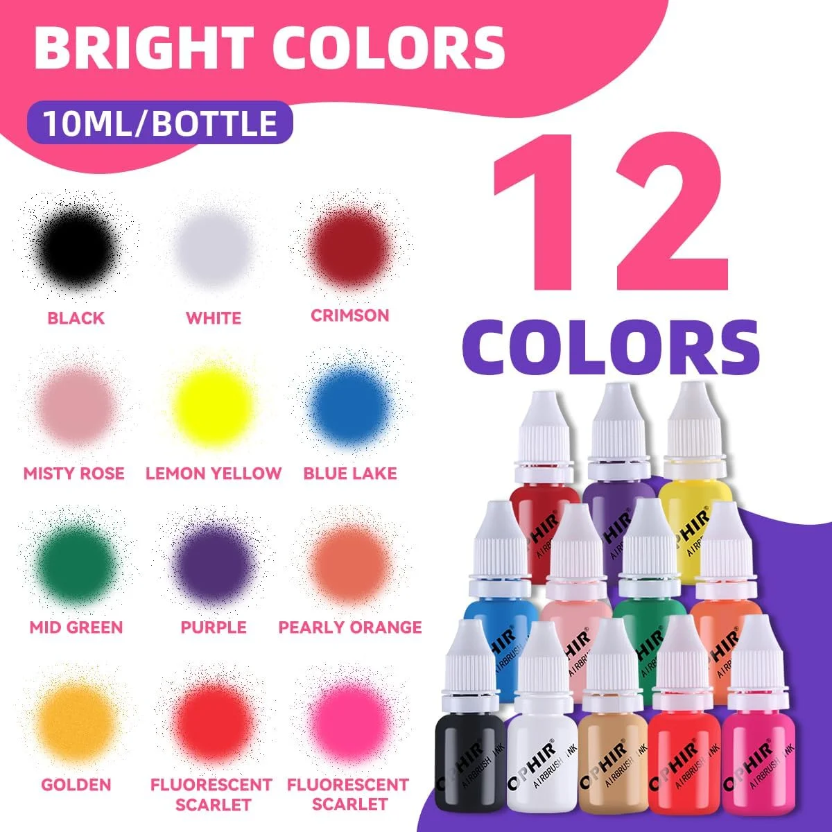 جوهر طراحی ناخن ایربراش OPHIR در 12 رنگ، رنگ اکریلیک، لاک ناخن/رنگدانه برای مدل، سرگرمی، صنایع دستی، چرم و نقاشی کفش، شابلون های طراحی ناخن، ابزار ناخن 10 میلی لیتر/بطری جوهر طراحی ناخن ایربراش OPHIR در 12 رنگ، رنگ اکریلیک، لاک ناخن/رنگدانه برای مدل، سرگرمی، صنایع دستی، چرم و نقاشی کفش، شابلون های طراحی ناخن، ابزار ناخن 10 میلی لیتر/بطری