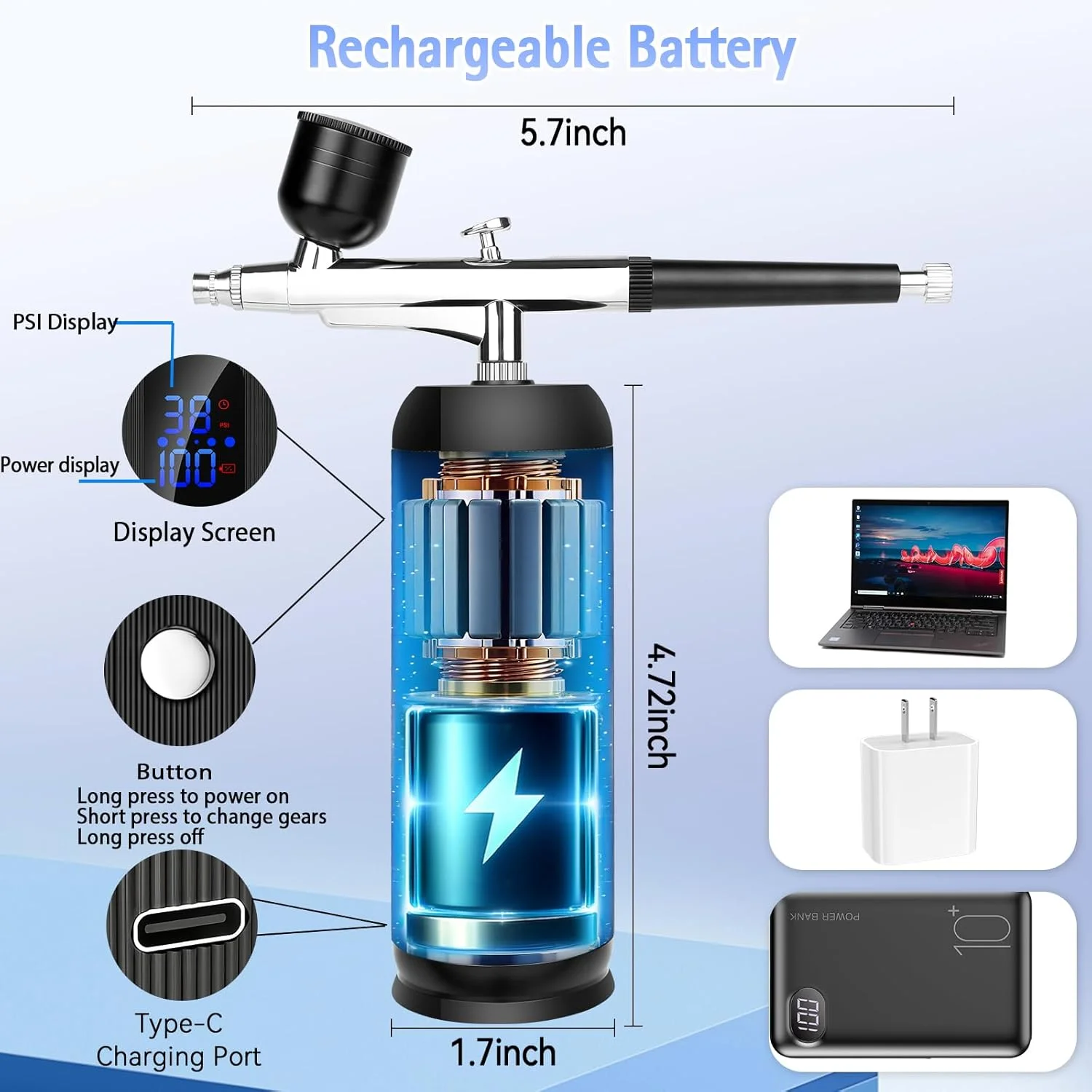 کیت ایربراش Oixsdi با کمپرسور 38PSI ایربراش فشار قوی برای ناخن، ایربراش بدون سیم و بدون گرفتگی با برس تمیز کننده، ایده آل برای نقاشی، مدل سازی، شیرینی پزی، آرایش و طراحی ناخن کیت ایربراش Oixsdi با کمپرسور 38PSI ایربراش فشار قوی برای ناخن، ایربراش بدون سیم و بدون گرفتگی با برس تمیز کننده، ایده آل برای نقاشی، مدل سازی، شیرینی پزی، آرایش و طراحی ناخن