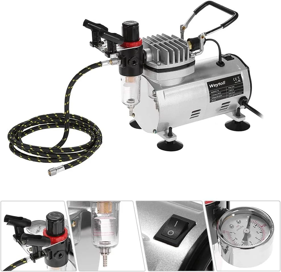 کیت کمپرسور هوا ایربراش حرفه ای OUNA، ست قلم موی بادی رنگ آمیزی هنر ناخن سرگرمی با برس تمیز کننده کیت کمپرسور هوا ایربراش حرفه ای OUNA، ست قلم موی بادی رنگ آمیزی هنر ناخن سرگرمی با برس تمیز کننده