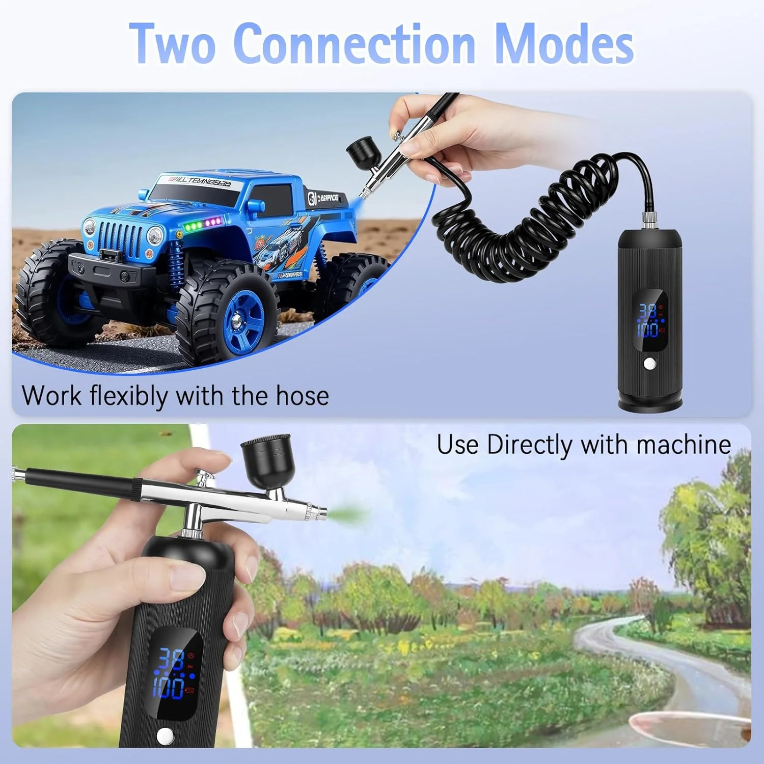 کیت ایربراش Oixsdi با کمپرسور 38PSI ایربراش فشار قوی برای ناخن، ایربراش بدون سیم و بدون گرفتگی با برس تمیز کننده، ایده آل برای نقاشی، مدل سازی، شیرینی پزی، آرایش و طراحی ناخن کیت ایربراش Oixsdi با کمپرسور 38PSI ایربراش فشار قوی برای ناخن، ایربراش بدون سیم و بدون گرفتگی با برس تمیز کننده، ایده آل برای نقاشی، مدل سازی، شیرینی پزی، آرایش و طراحی ناخن