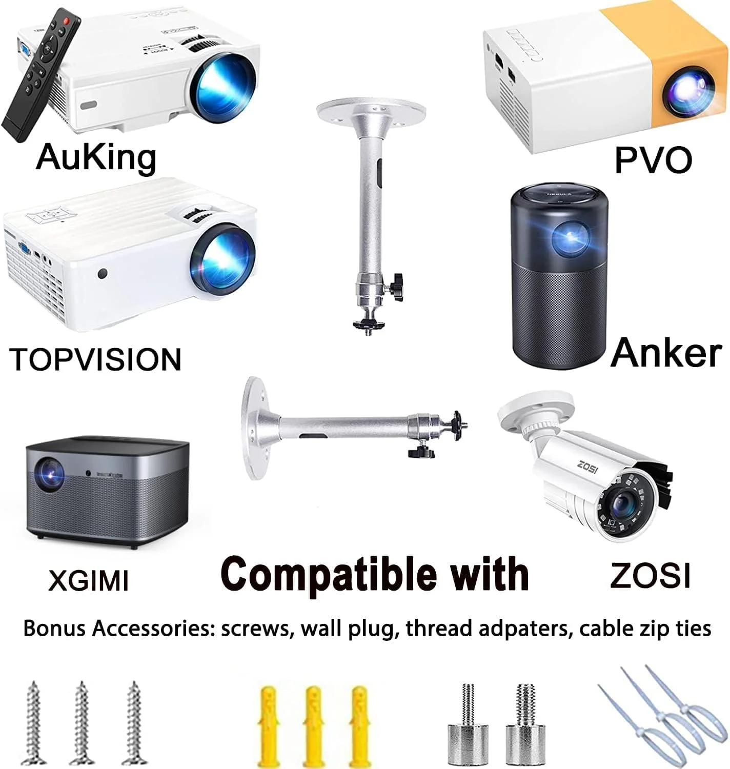 پایه مینی پروژکتور 2-Be-Best، پایه دیواری سقفی پروژکتور جهانی با چرخش 360 درجه، سازگار با پروژکتورهای XGIMI، QKK، DR.J، DBPOWER، NICPOW، AAXA، Jinhoo، PVO، TMY، AuKing پایه مینی پروژکتور 2-Be-Best، پایه دیواری سقفی پروژکتور جهانی با چرخش 360 درجه، سازگار با پروژکتورهای XGIMI، QKK، DR.J، DBPOWER، NICPOW، AAXA، Jinhoo، PVO، TMY، AuKing