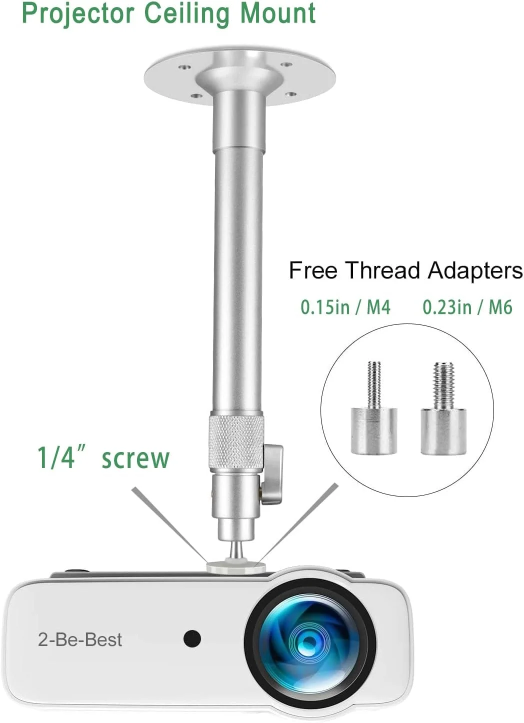 پایه سقفی پروژکتور ارتقا یافته 2-Be-Best، پایه سقفی جهانی پروژکتور با طول قابل افزایش 30-60 سانتی متر، قابل تنظیم 360 درجه