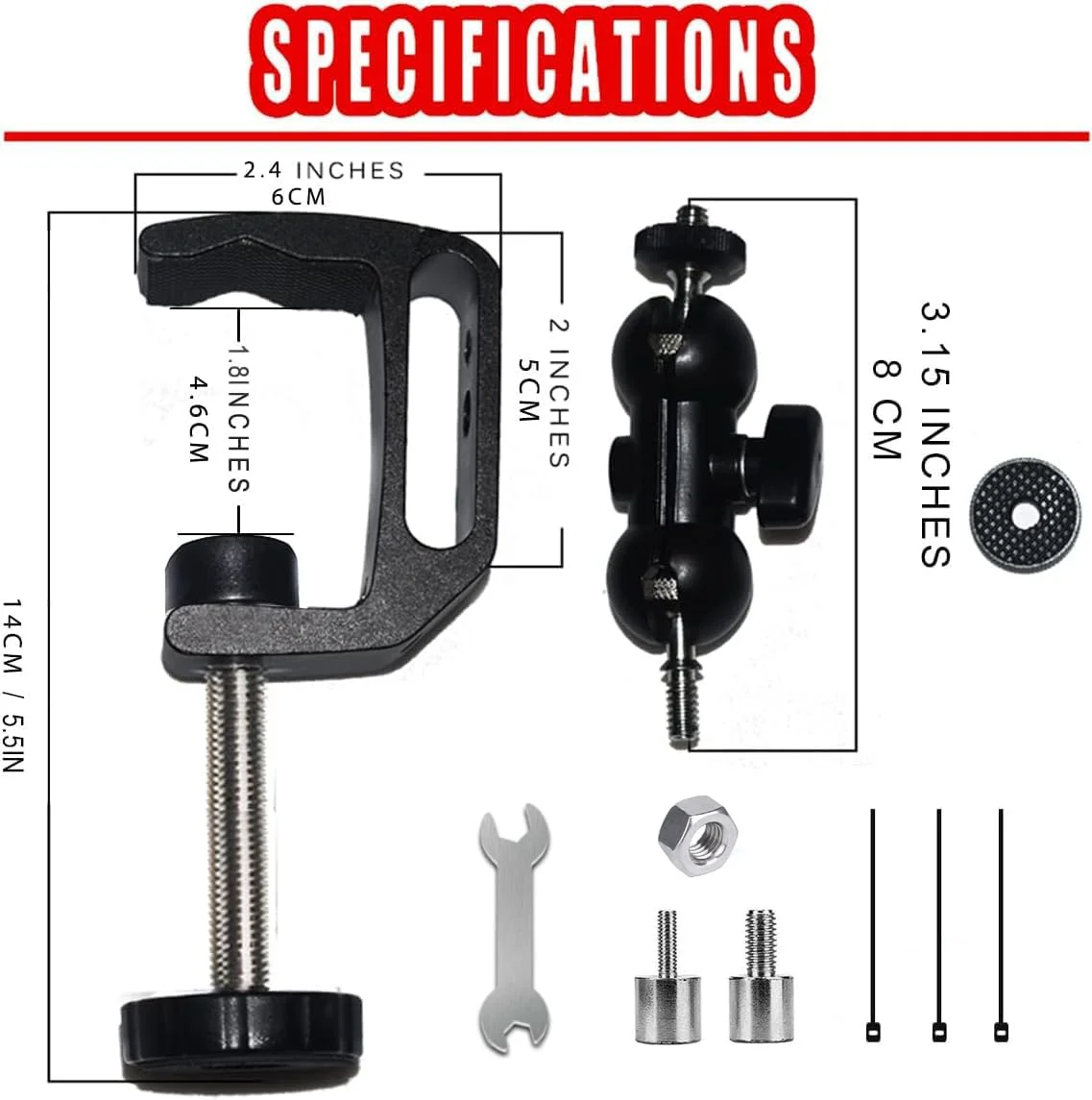 پایه مینی پروژکتور 2-Be-Best، پایه گیره ای مفصلی، انعطاف پذیر 360 درجه، سازگار با پروژکتور، دوربین، چراغ LED