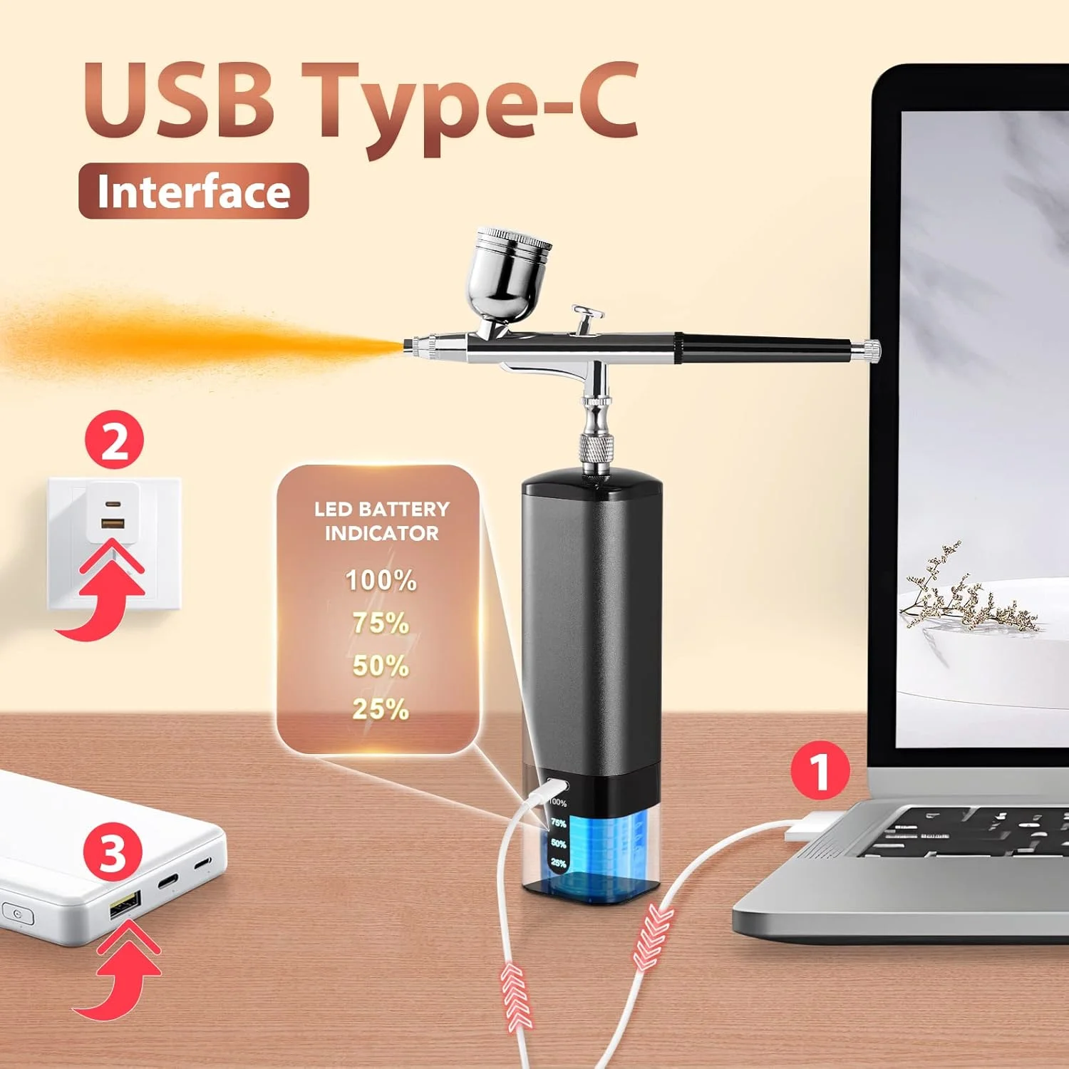 کیت ایربراش yygywen با کمپرسور، ست تفنگ ایر براش دستی مینی 32PSI، ایر براش های فشار قوی قابل حمل برای نقاشی، تاتو، طراحی ناخن، مدل، آرایش، کیک، آرایشگاه کیت ایربراش yygywen با کمپرسور، ست تفنگ ایر براش دستی مینی 32PSI، ایر براش های فشار قوی قابل حمل برای نقاشی، تاتو، طراحی ناخن، مدل، آرایش، کیک، آرایشگاه