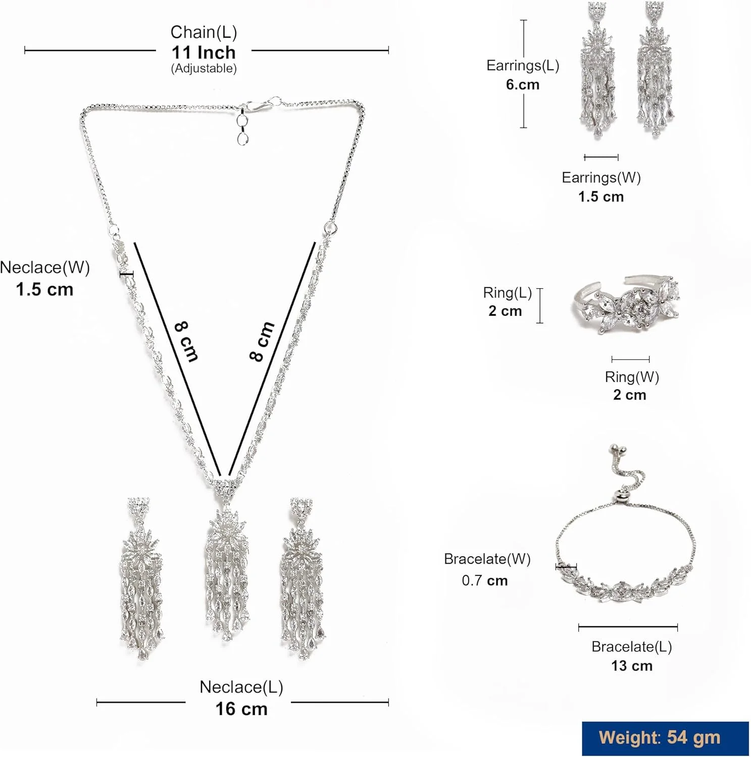 گردنبند یقه ای نگین دار درخشان Zeneme با گوشواره های آویز، دستبند و انگشتر طرح دار برای زنان و دختران گردنبند یقه ای نگین دار درخشان Zeneme با گوشواره های آویز، دستبند و انگشتر طرح دار برای زنان و دختران