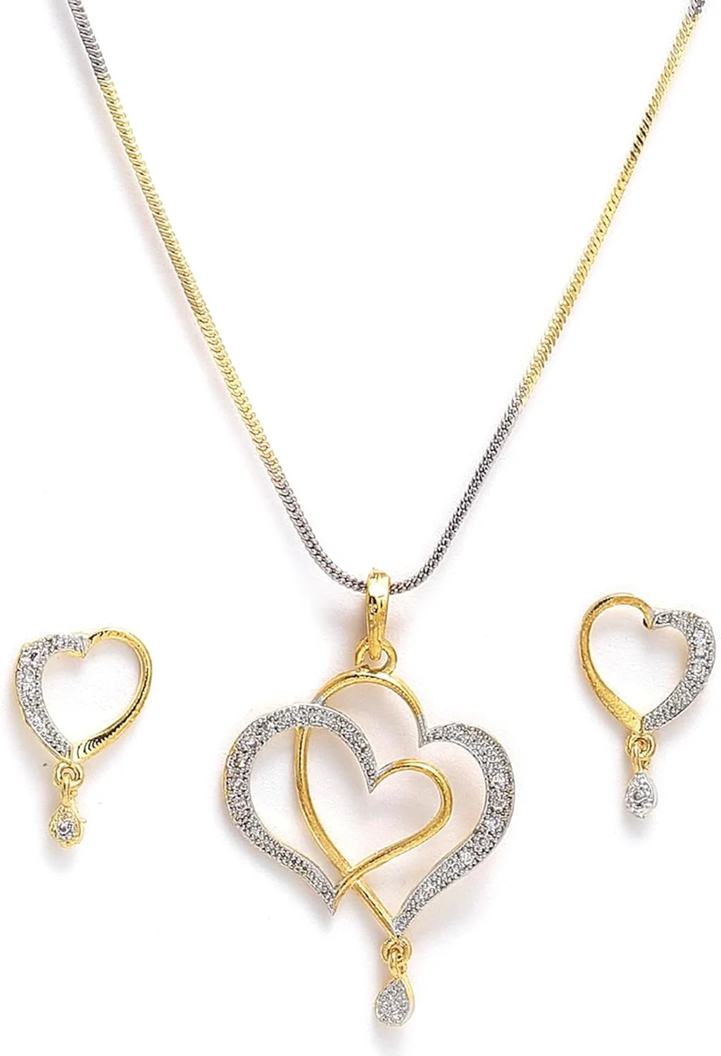 ست گردنبند و آویز زنانه و دخترانه آبکاری طلا از جنس فلز غیر قیمتی زنمه (ست 3 عددی) (چند رنگ) ست گردنبند و آویز زنانه و دخترانه آبکاری طلا از جنس فلز غیر قیمتی زنمه (ست 3 عددی) (چند رنگ)