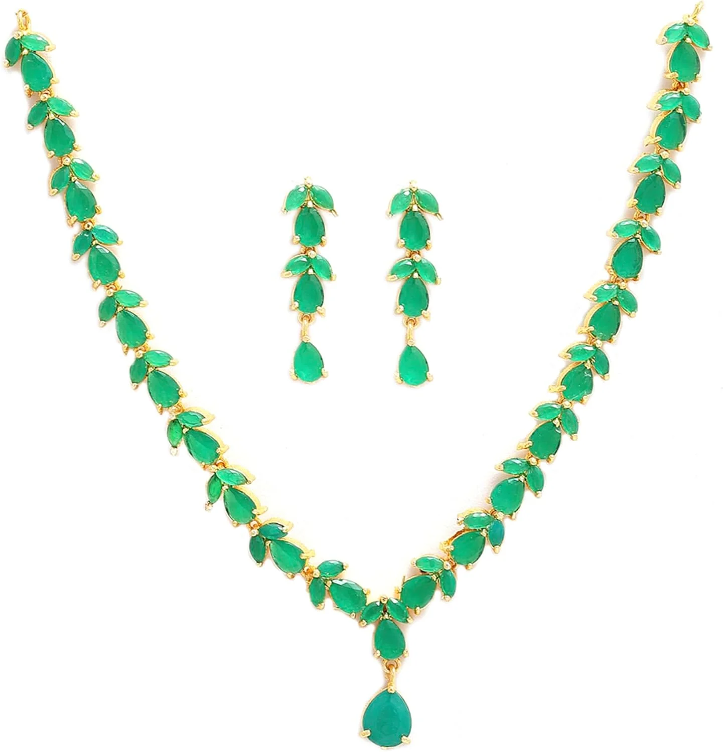 ست جواهرات زنانه Zeneme، ست گردنبند و گوشواره روکش طلایی با الماس آمریکایی