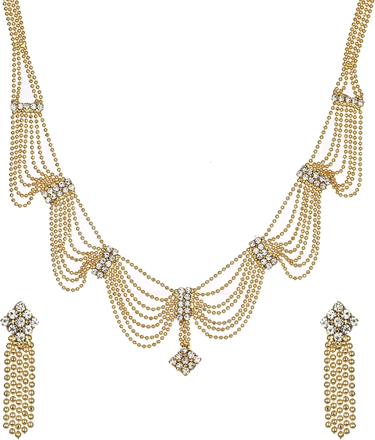 ست گردنبند زنانه نگین اتمی با روکش طلای زنانه زنم