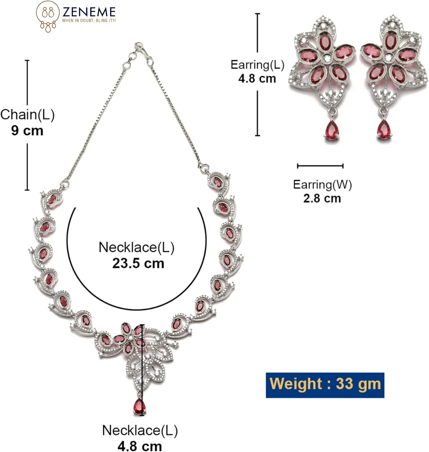 ست گردنبند و گوشواره زنانه طرح گل و بته جقه نگین دار روکش رودیوم ZENEME (قرمز) ست گردنبند و گوشواره زنانه طرح گل و بته جقه نگین دار روکش رودیوم ZENEME (قرمز)